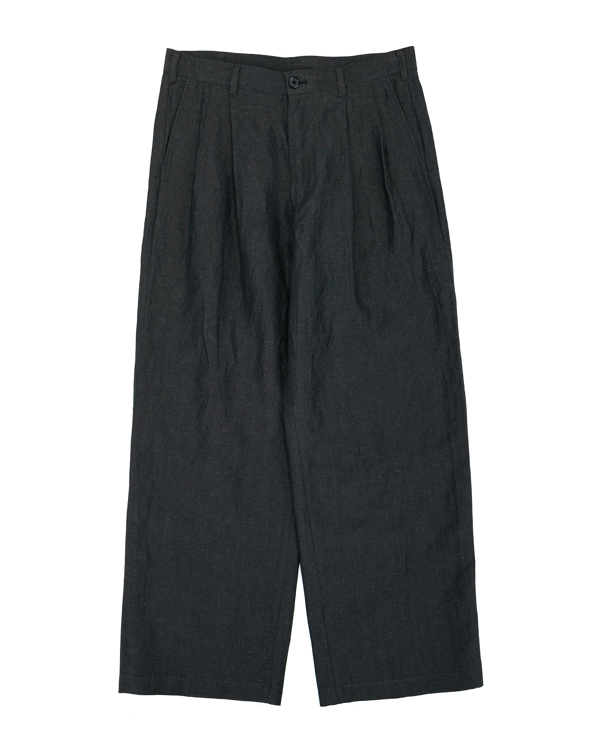 LAUREN Two tuck Slacks Charcoal 34W×32L UniversalProductsWoolLinen2Tuc