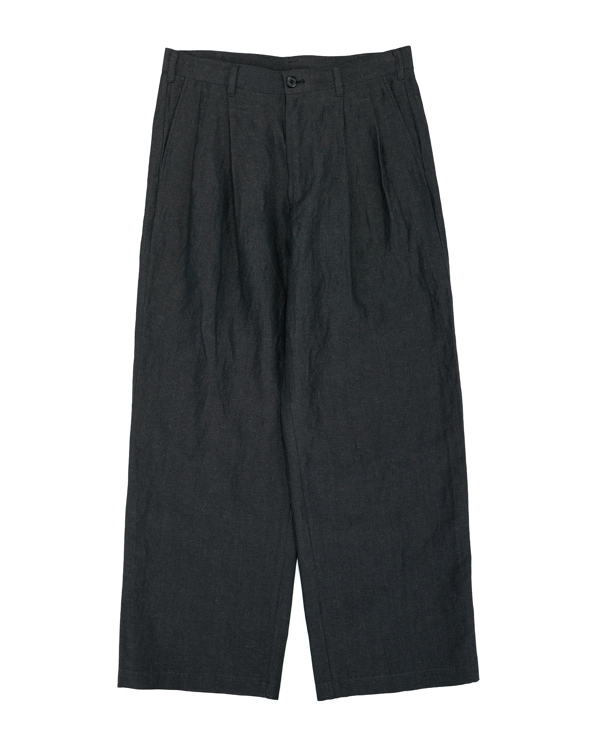 Universal Products Wool Linen 2 Tuck Trousers Charcoal