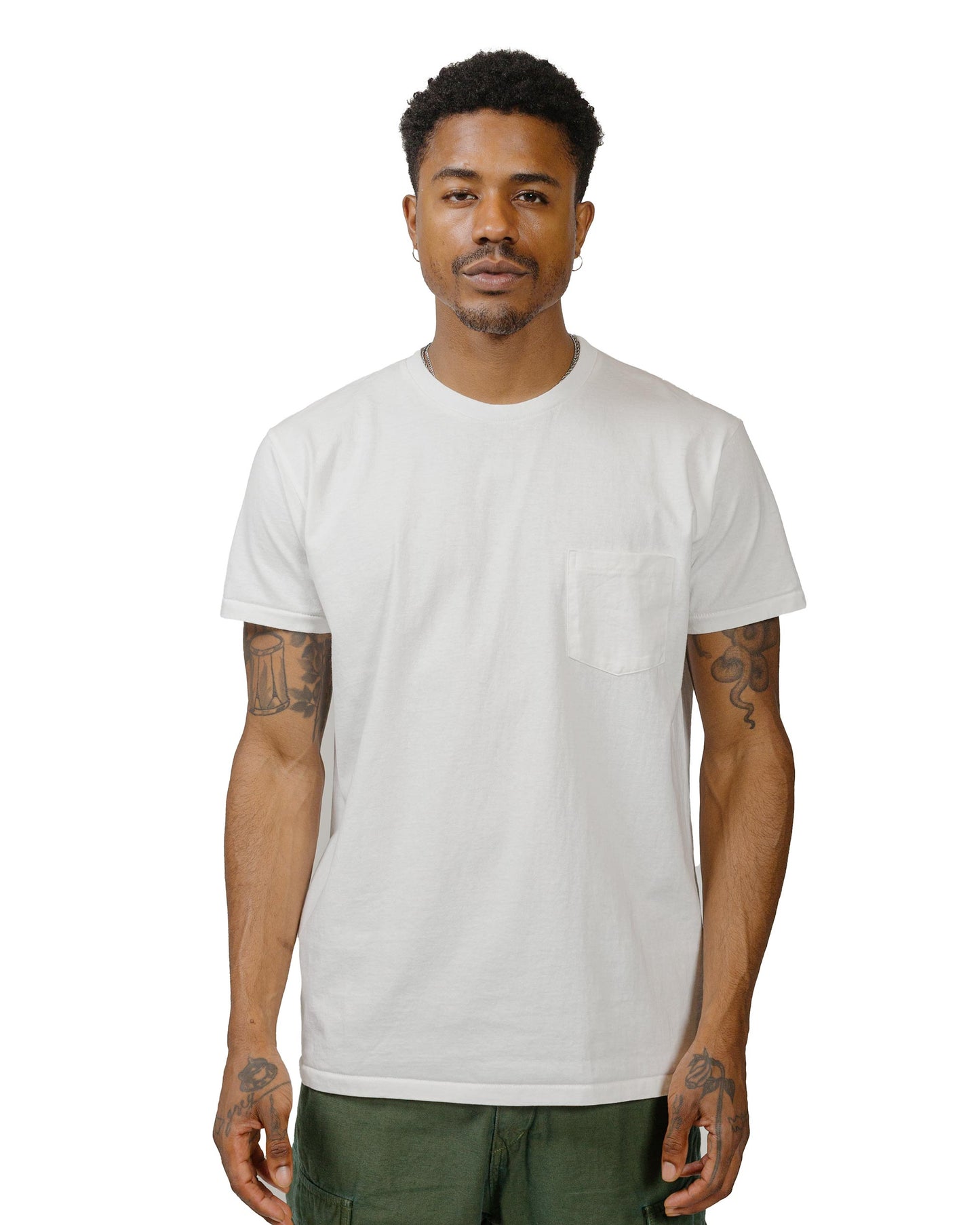 Velva Sheen 2PAC S/S C/N Tee w/PKT White model front