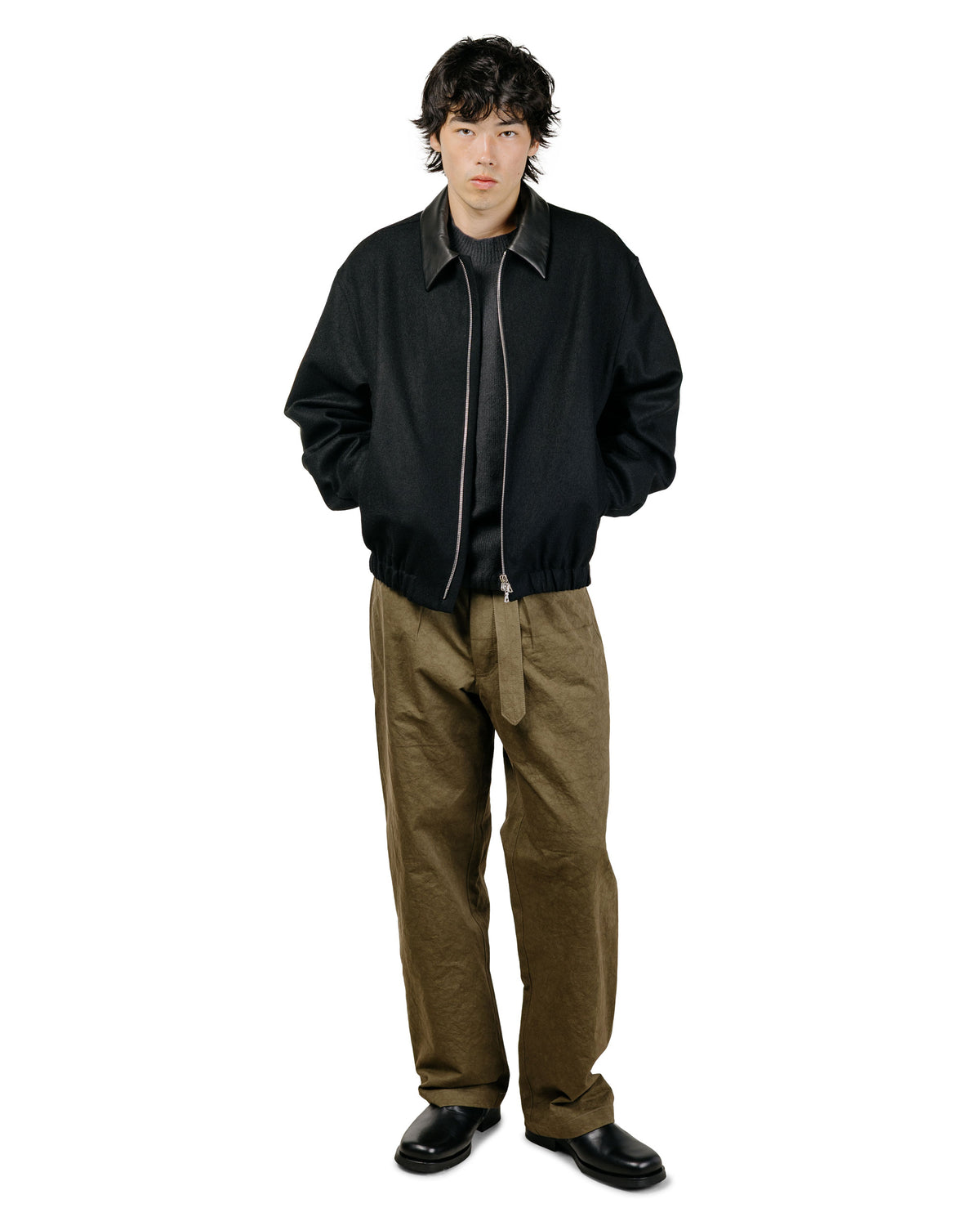 Wanze Belted Pant Dense Weave Cotton Khaki