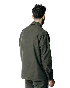 Wanze Boxy Overshirt Structured Cotton Green Smoke Model Back