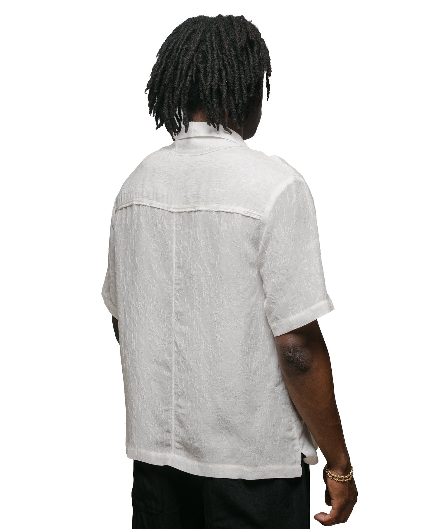 Wanze Camp Shirt Floral Linen White model back