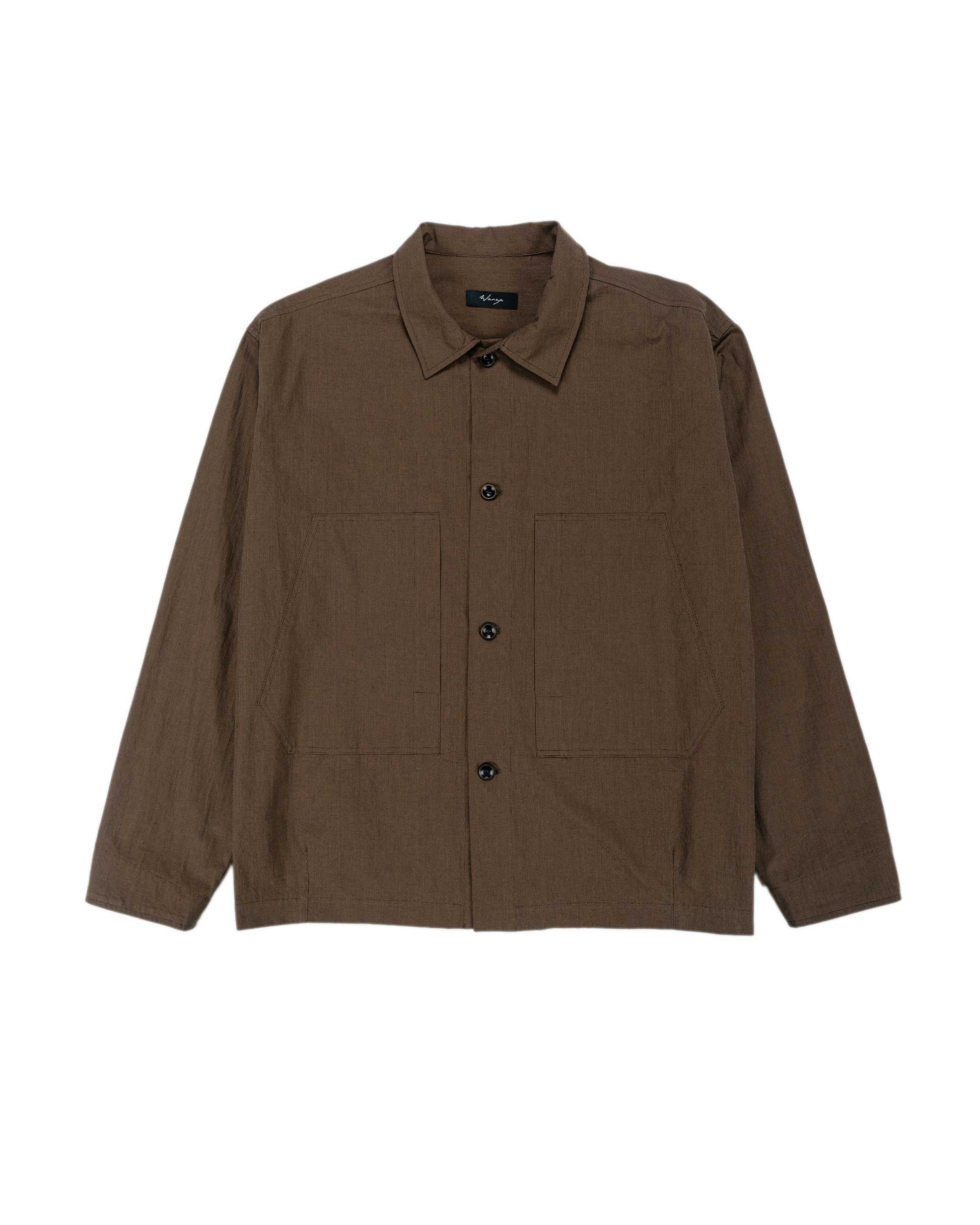 Wanze Chore Shirt Cotton Micro Houndstooth Walnut