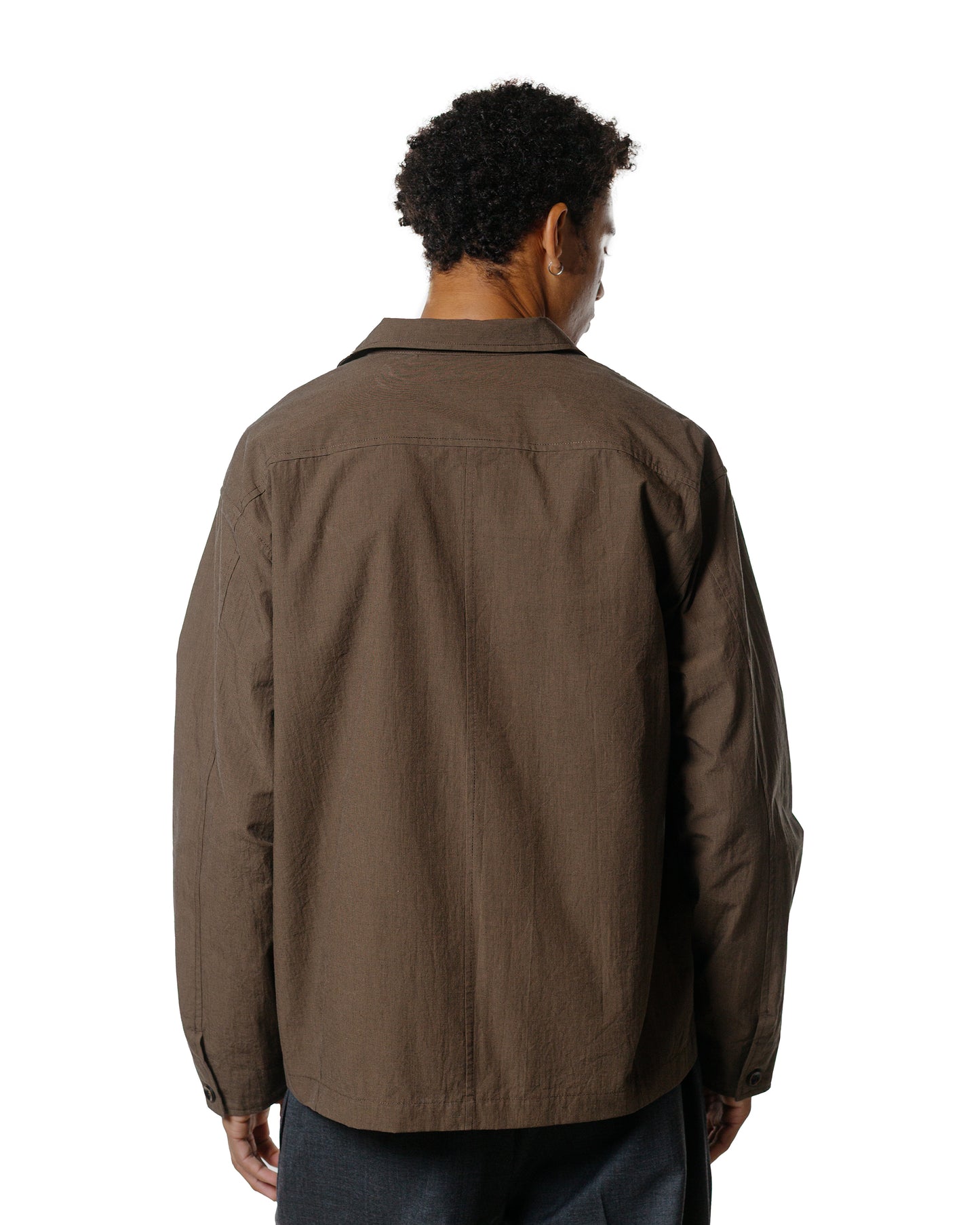 Wanze Chore Shirt Cotton Micro Houndstooth Walnut