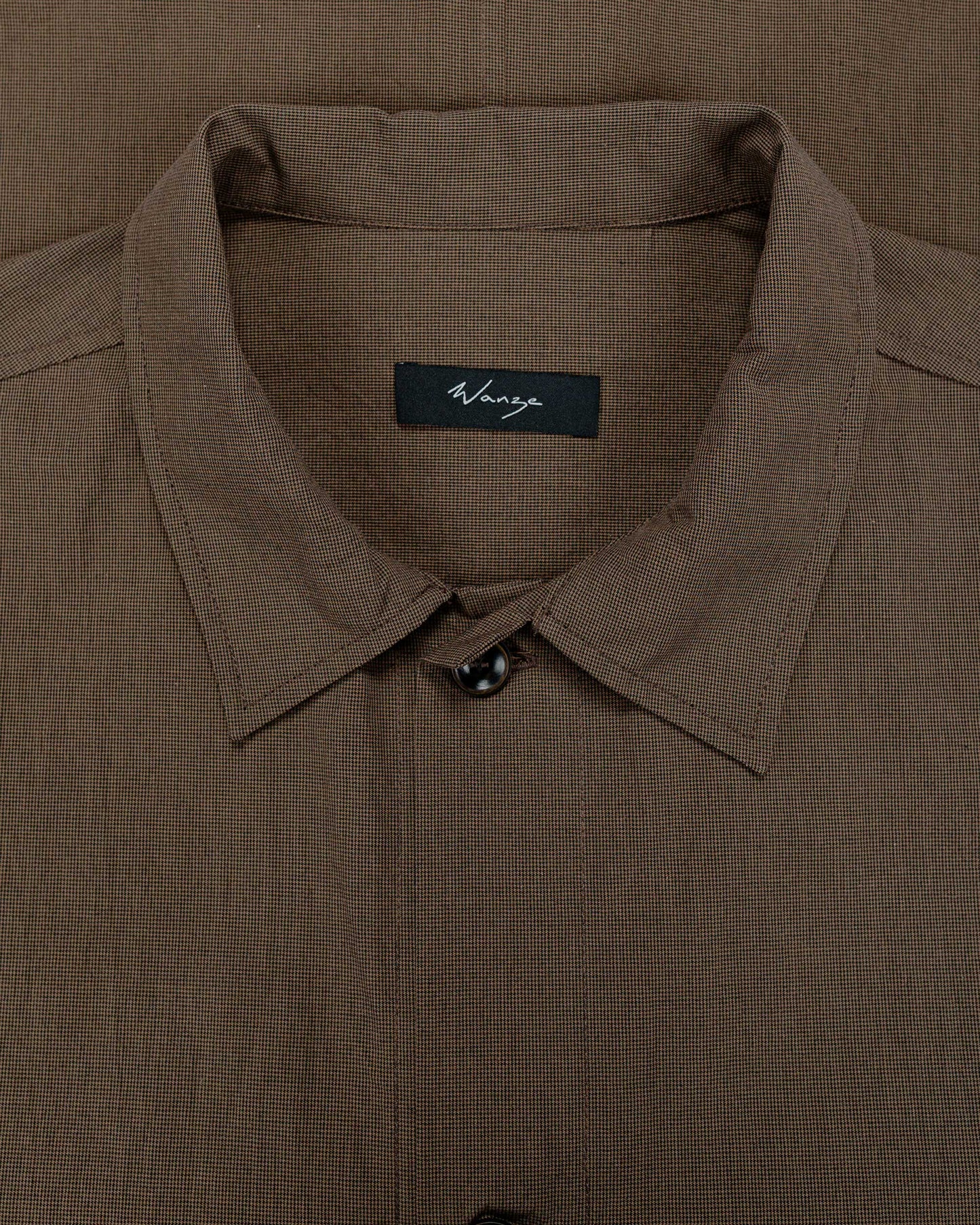 Wanze Chore Shirt Cotton Micro Houndstooth Walnut
