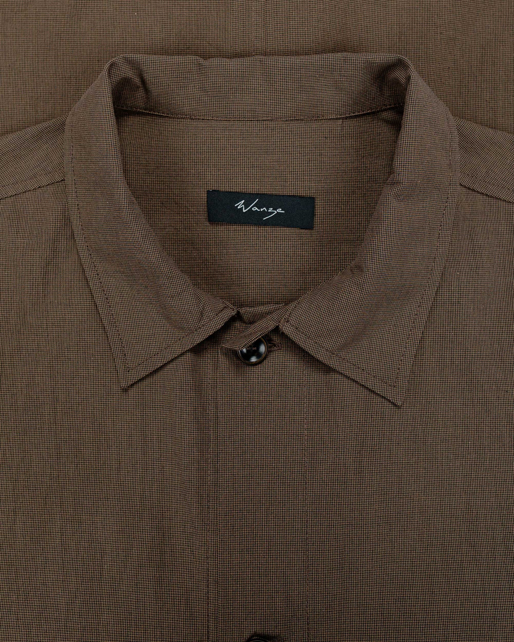 Wanze Chore Shirt Cotton Micro Houndstooth Walnut