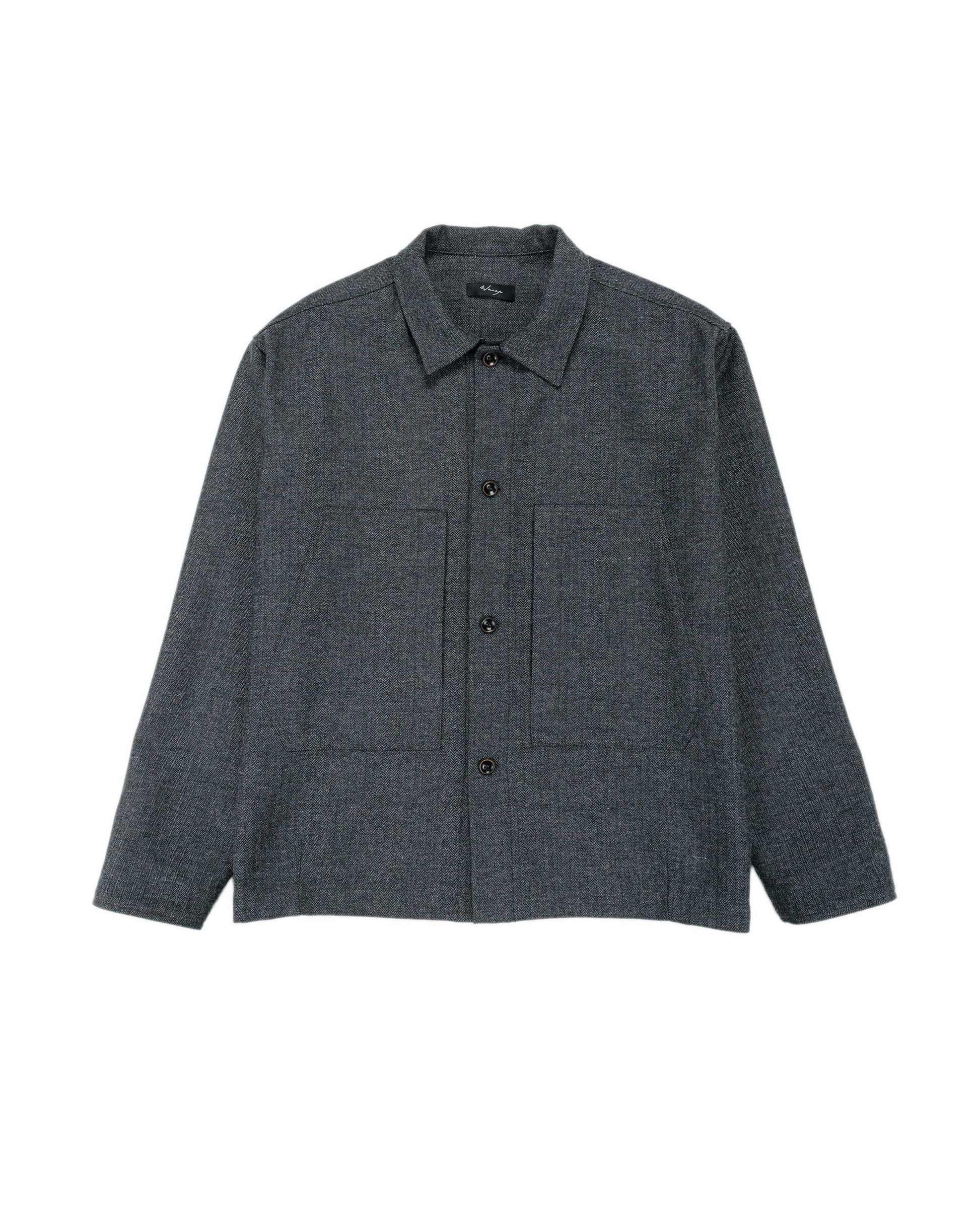 Wanze Chore Shirt Cotton Wool Herringbone Grey