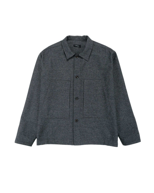 Wanze Chore Shirt Cotton Wool Herringbone Grey