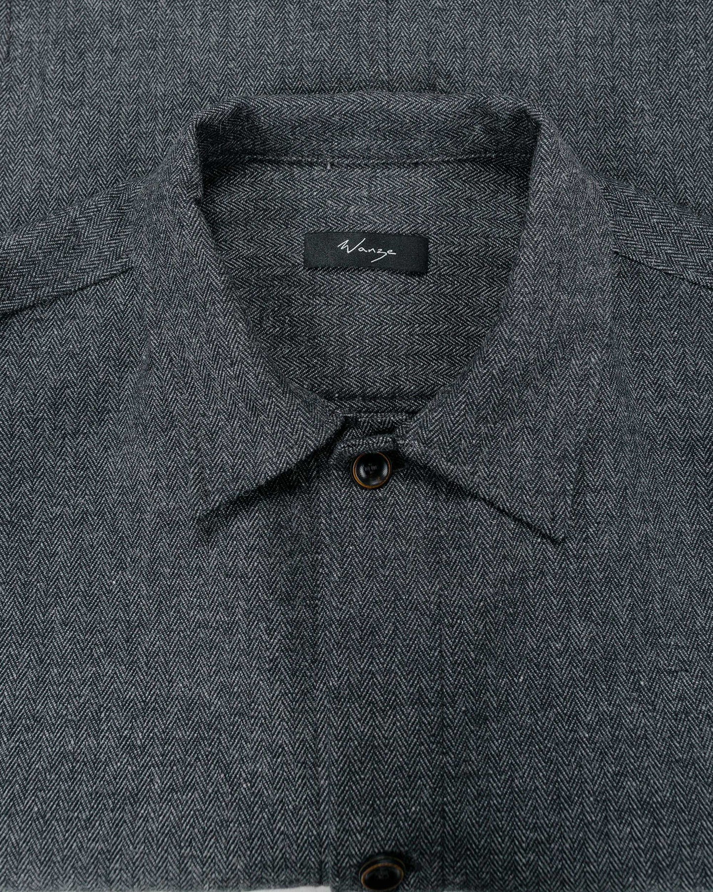 Wanze Chore Shirt Cotton Wool Herringbone Grey