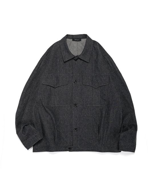 Wanze Cyclist Shirt Jacket Cotton Silk Chambray Black