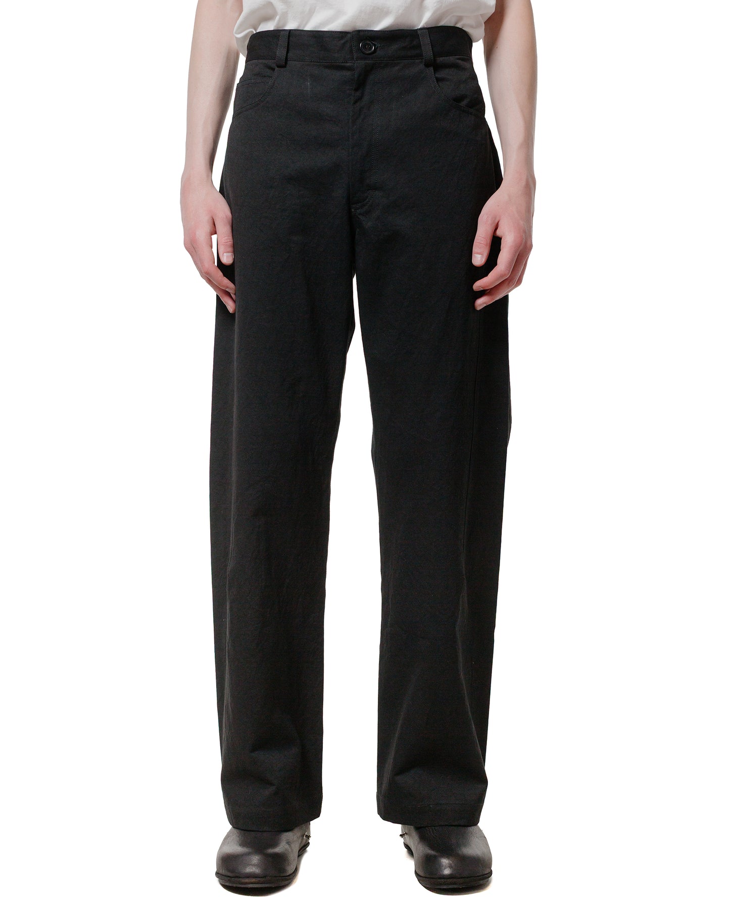 Wanze Darted Straight Leg Pant Washed Cotton Black