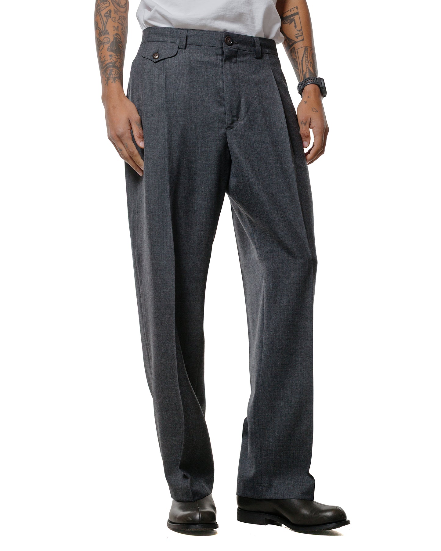 Wanze Double Pleated Trouser Merino Wool Slate