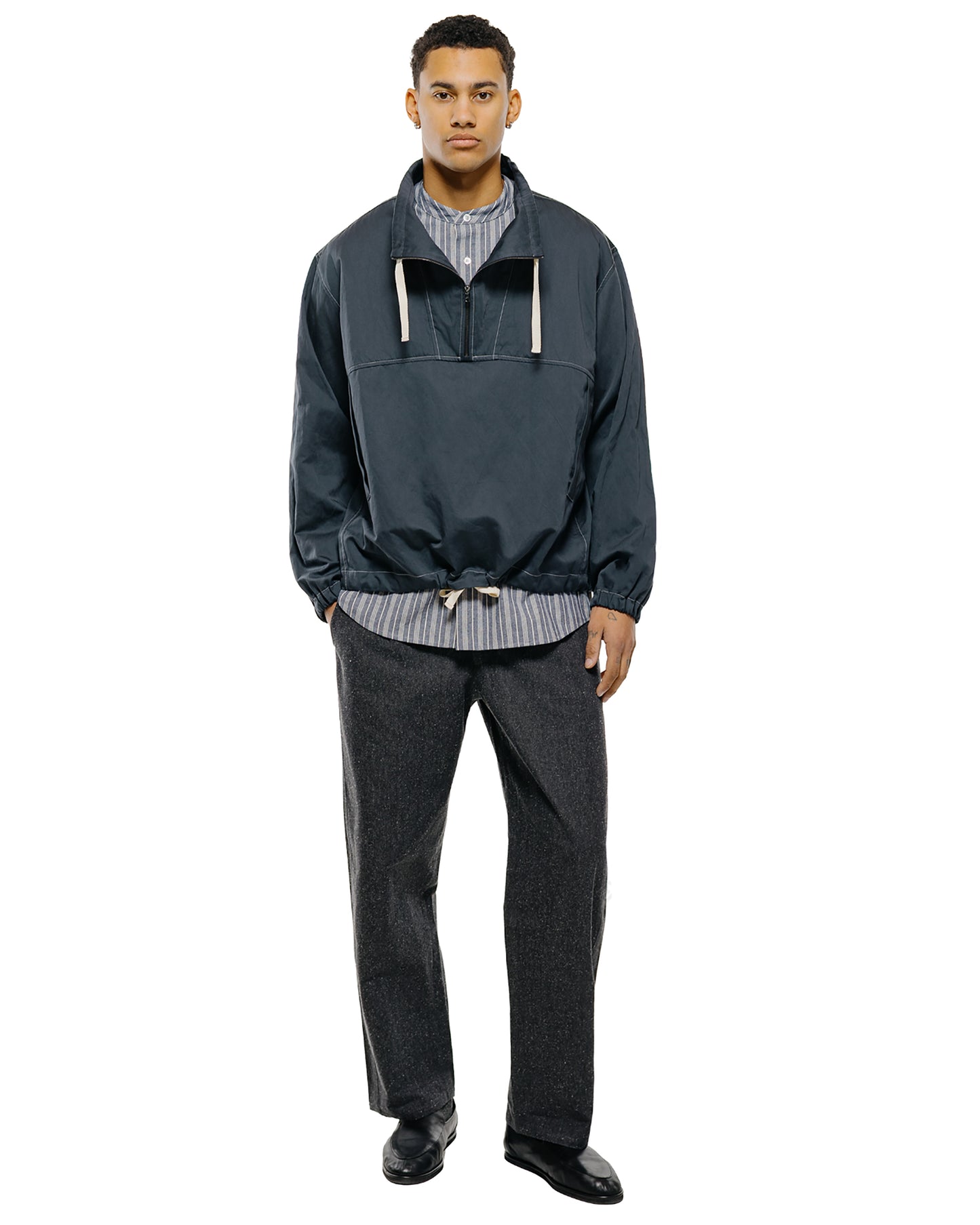Wanze Funnel Neck Zip Anorak Cotton Metal Midnight