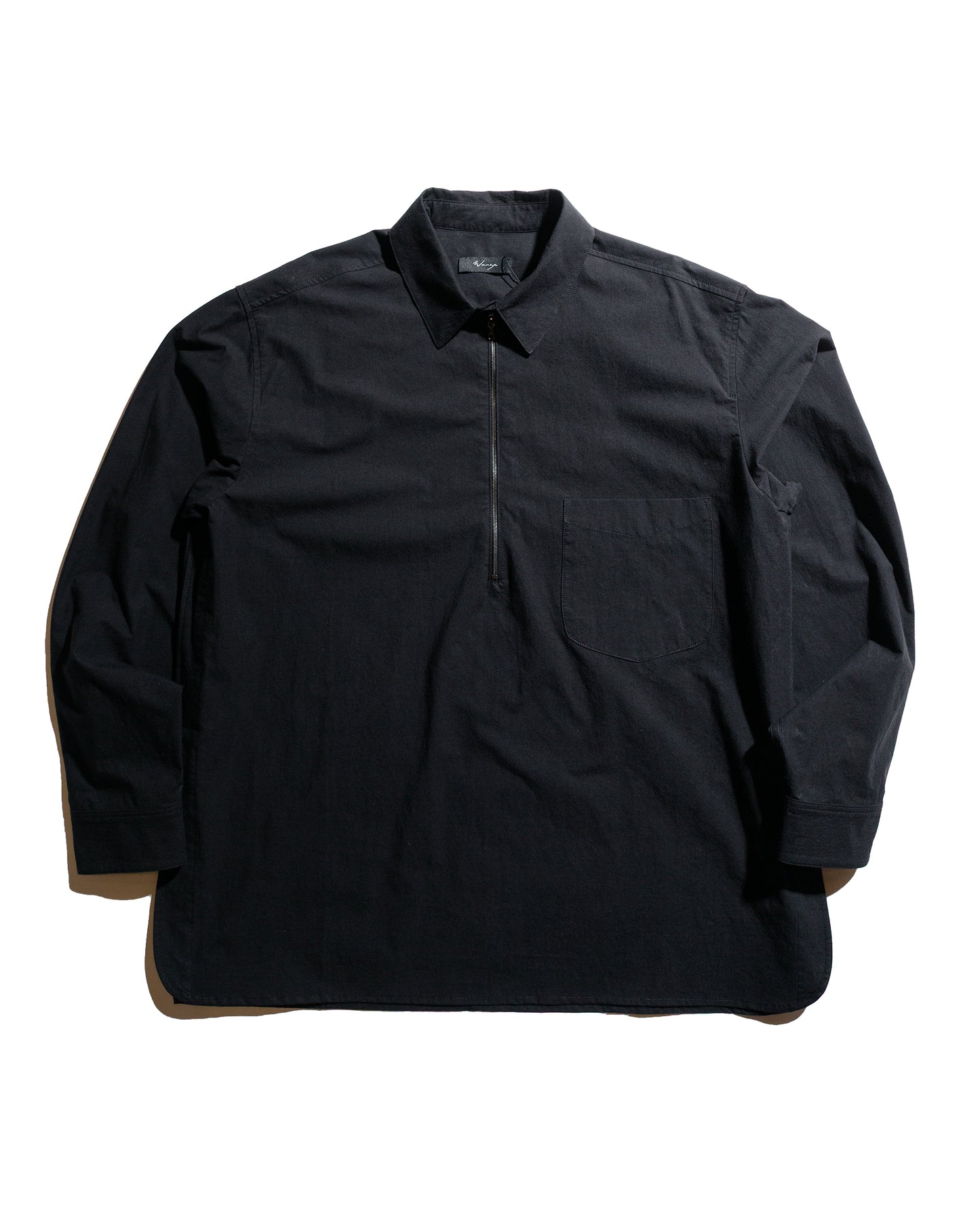 Wanze Half Zip Shirt Typewriter Cotton Black