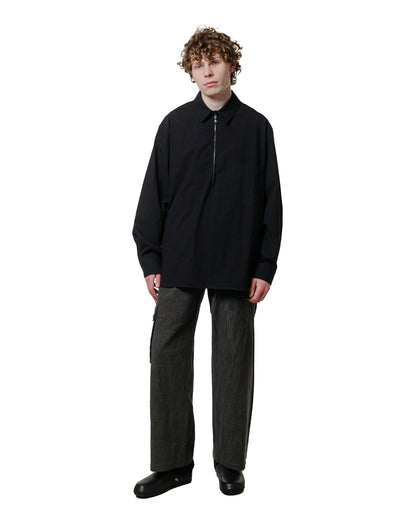 Wanze Half Zip Shirt Typewriter Cotton Black