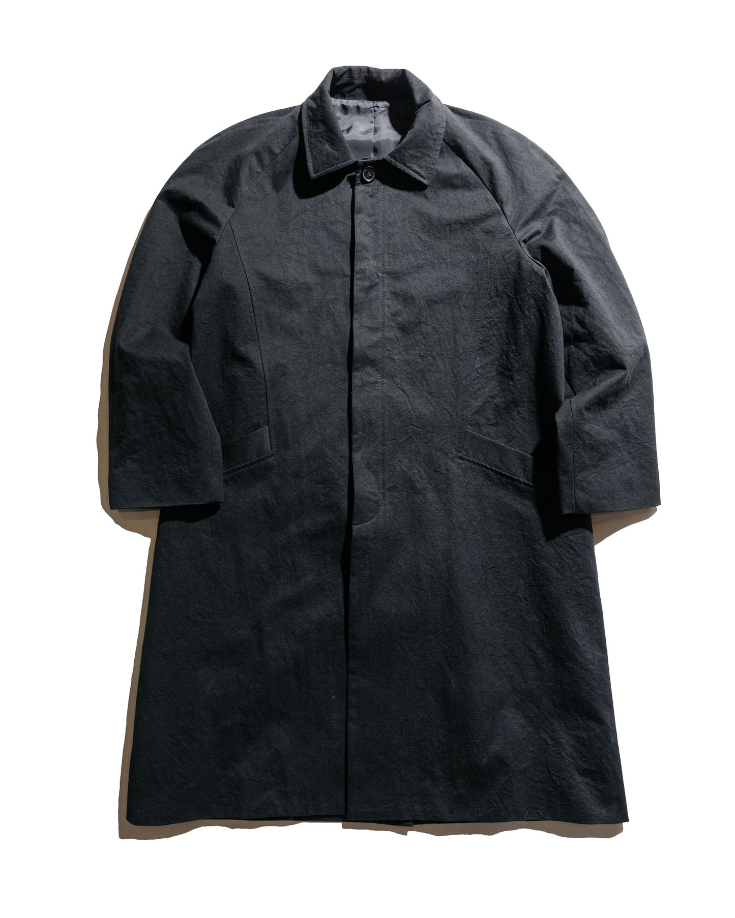 Wanze Raglan Overcoat Washed Cotton Black