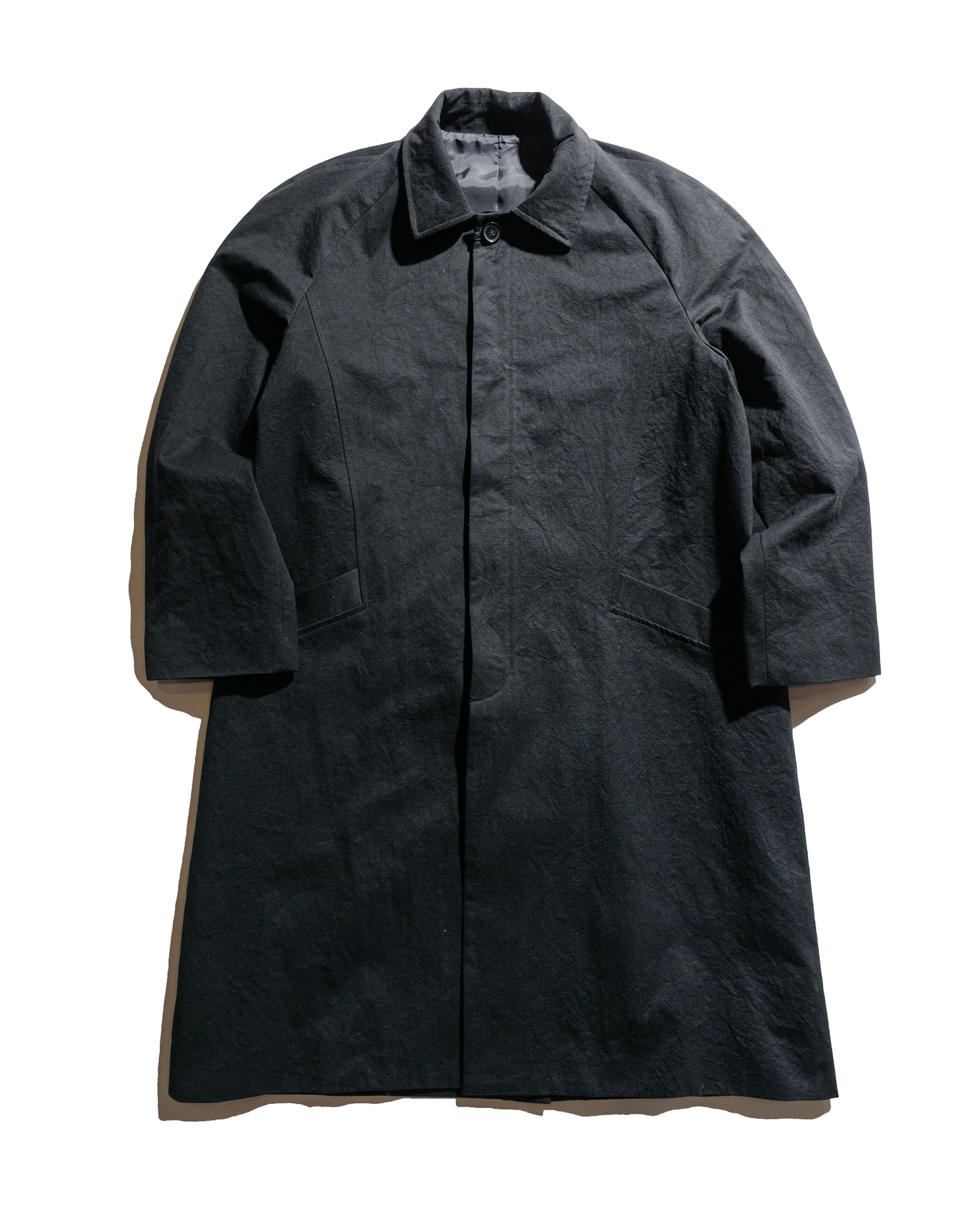 Wanze Raglan Overcoat Washed Cotton Black