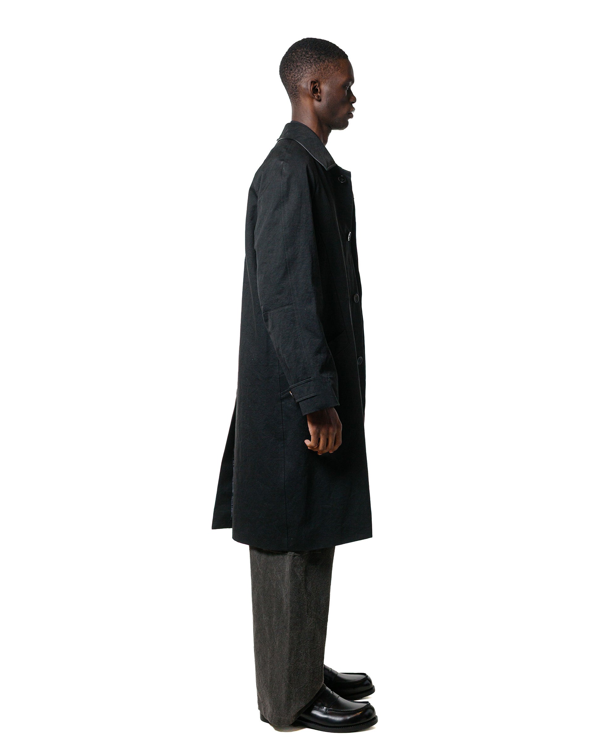 Wanze Raglan Overcoat Washed Cotton Black