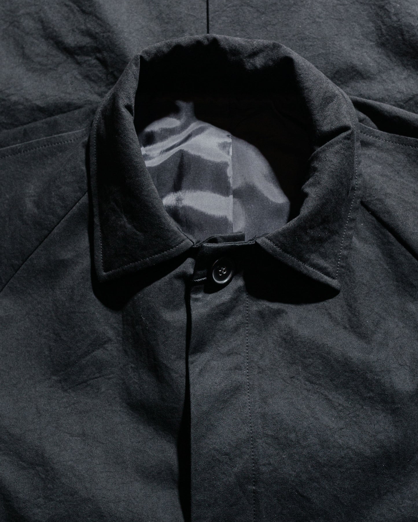 Wanze Raglan Overcoat Washed Cotton Black