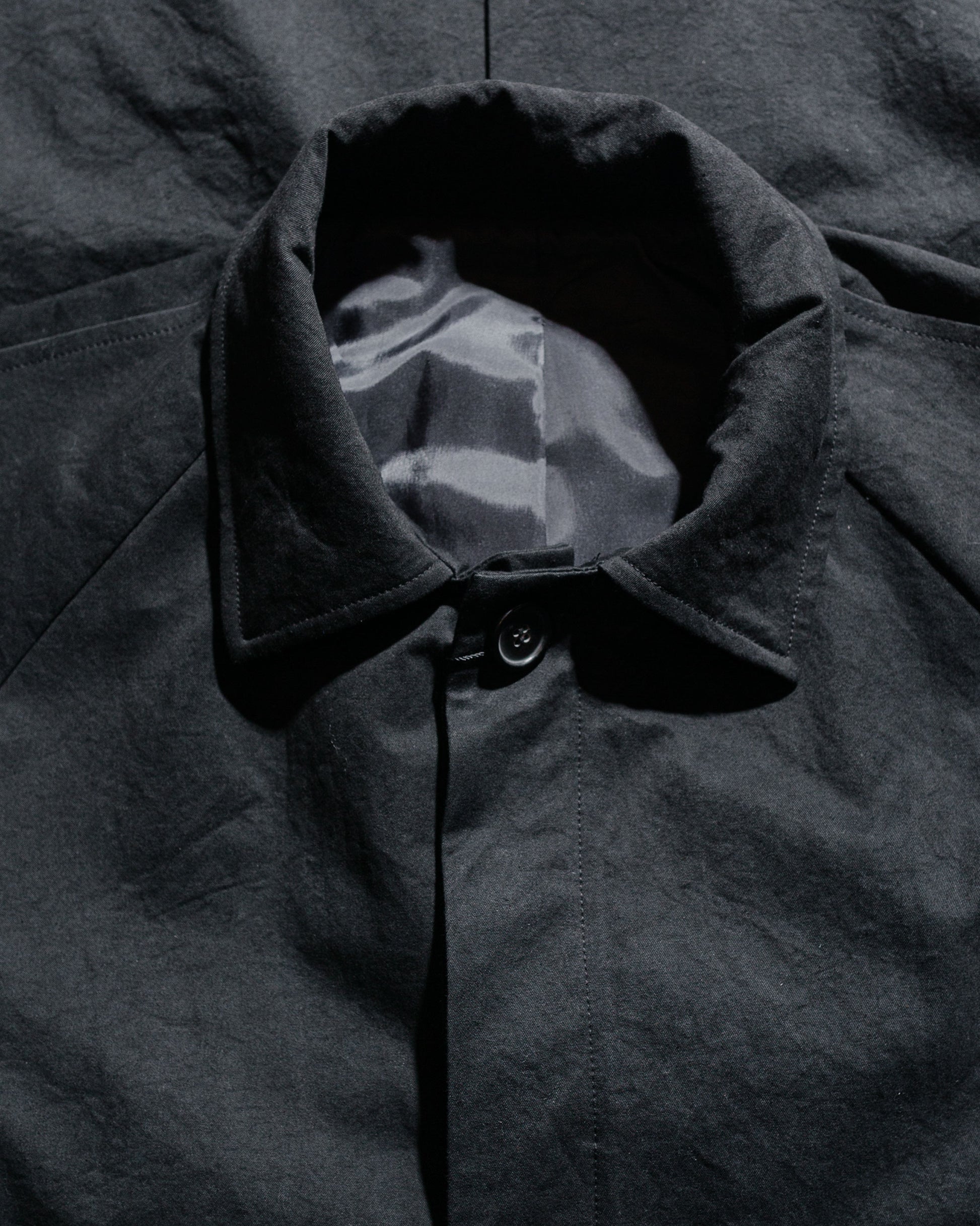 Wanze Raglan Overcoat Washed Cotton Black