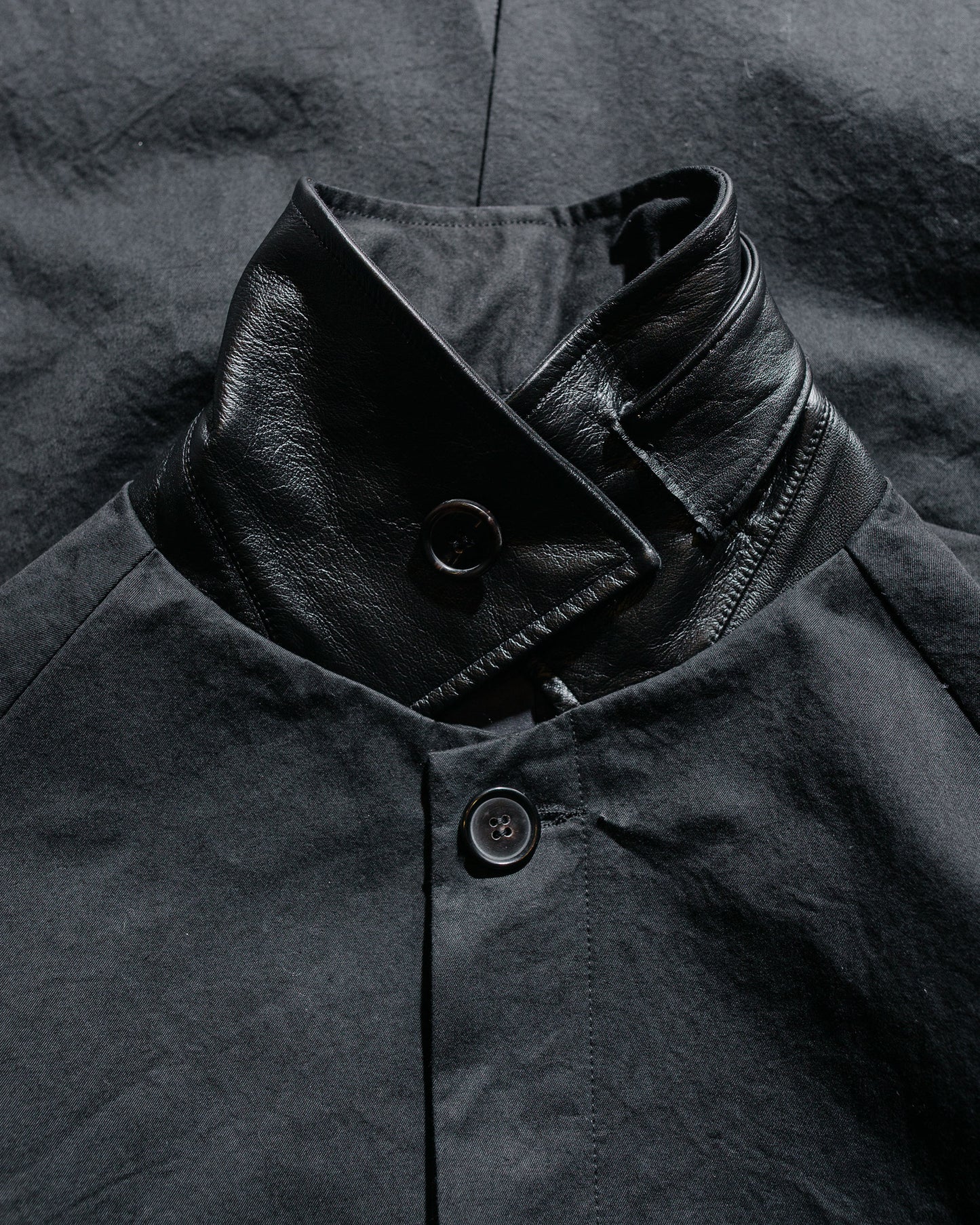 Wanze Raglan Overcoat Washed Cotton Black