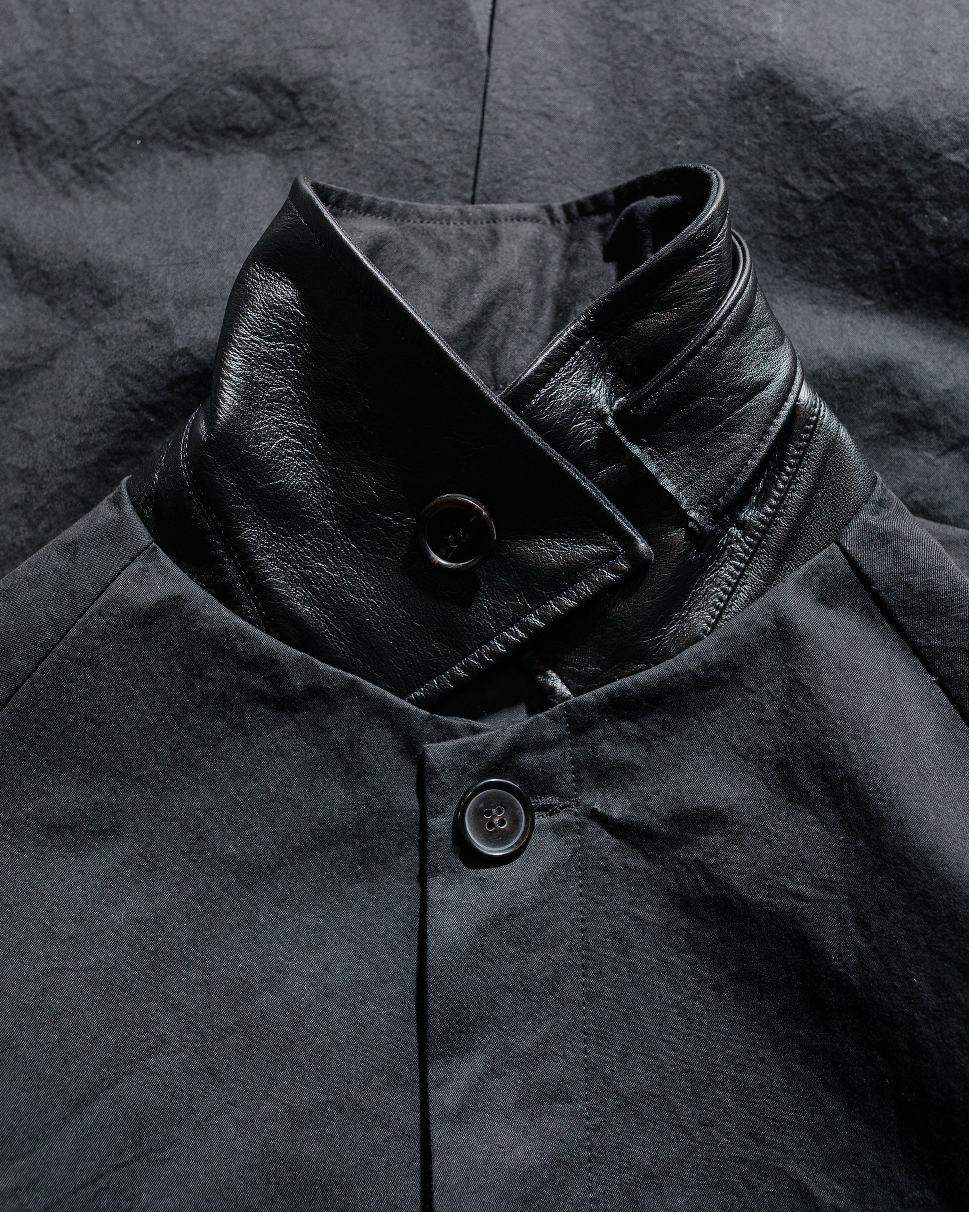 Wanze Raglan Overcoat Washed Cotton Black