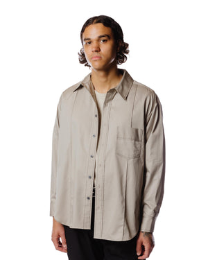 Wanze Song Classic Button Up Shirt Cotton Sand Front