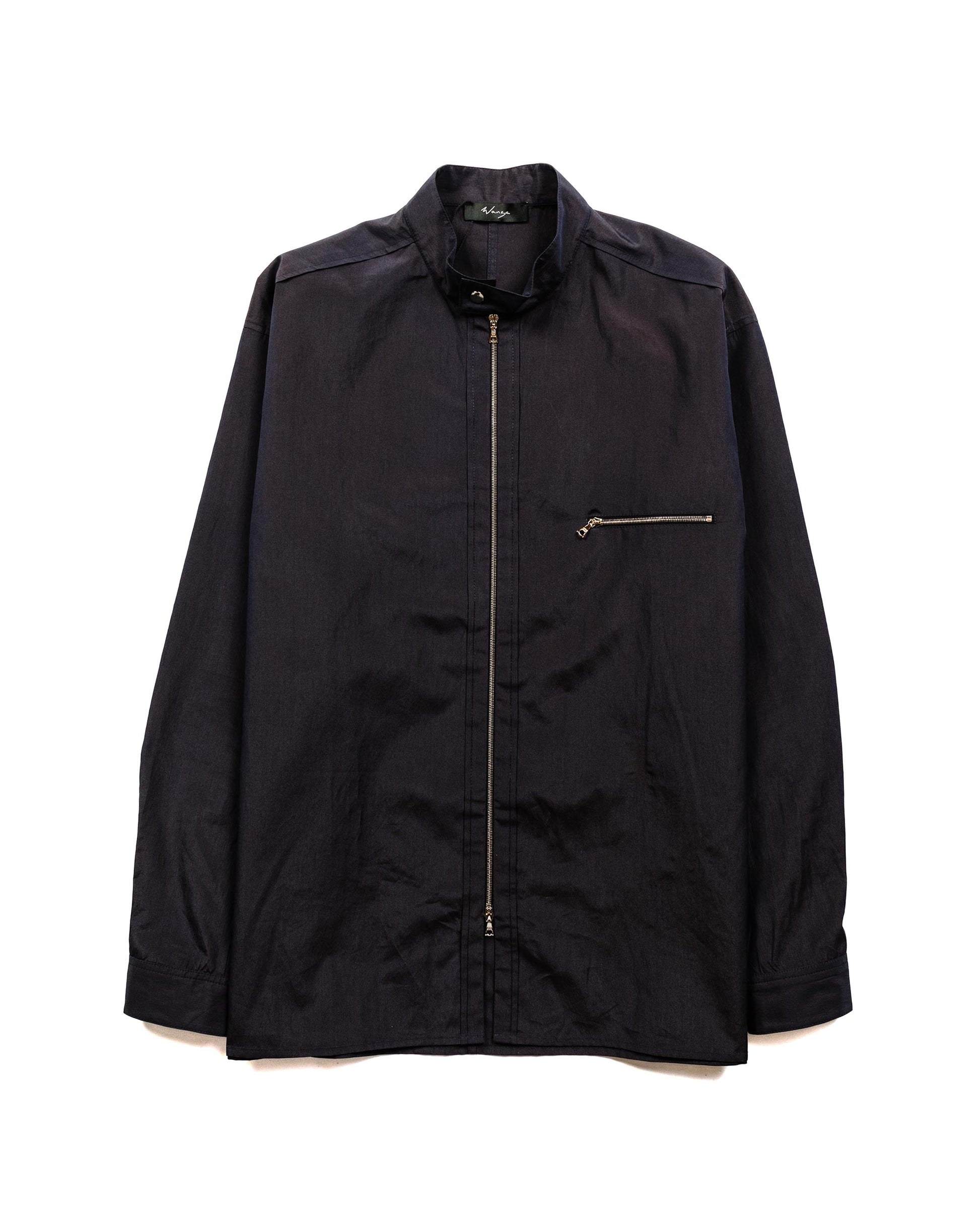 Wanze Song Moto Zip Shirt Cotton Navy