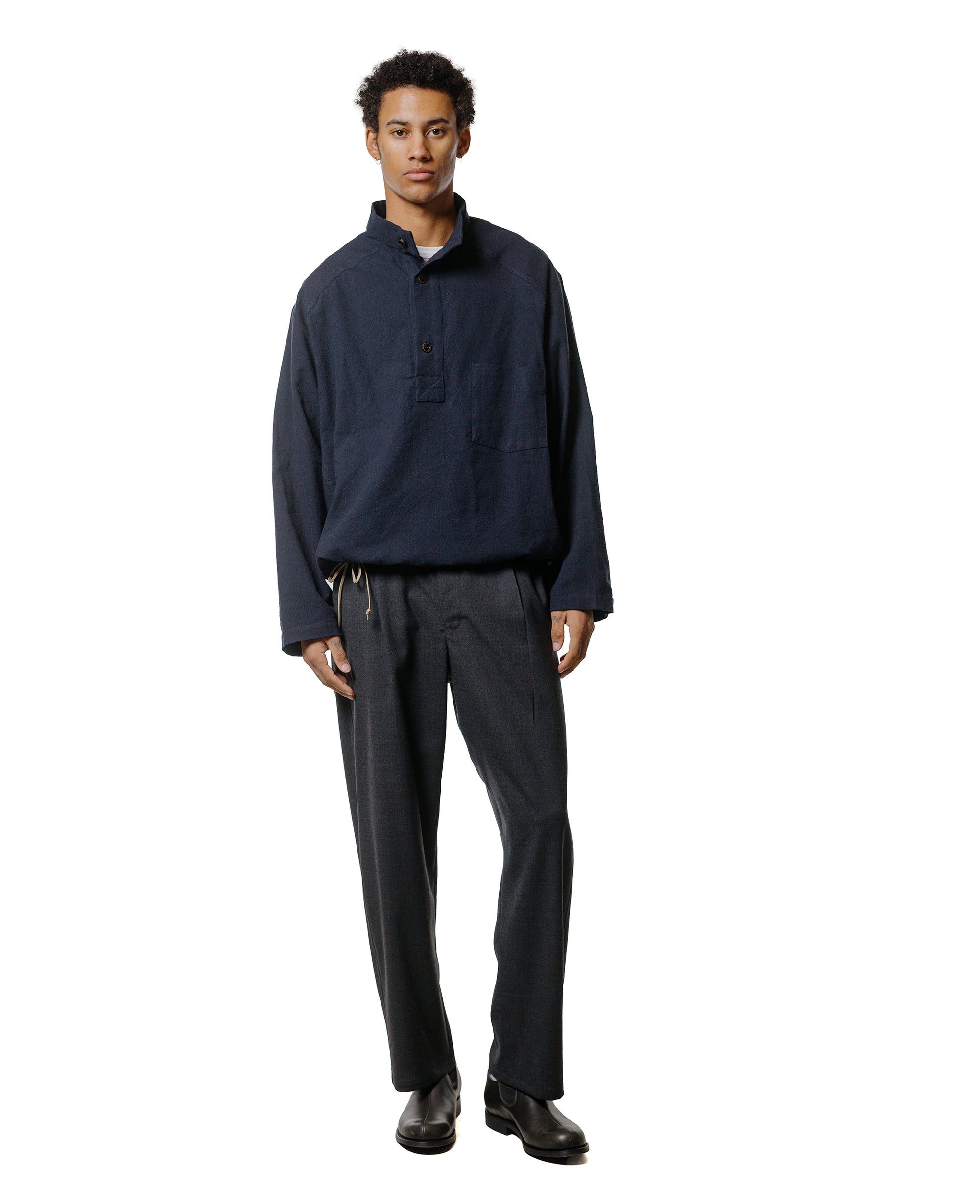 Wanze Work Smock Raw Cotton Silk Navy
