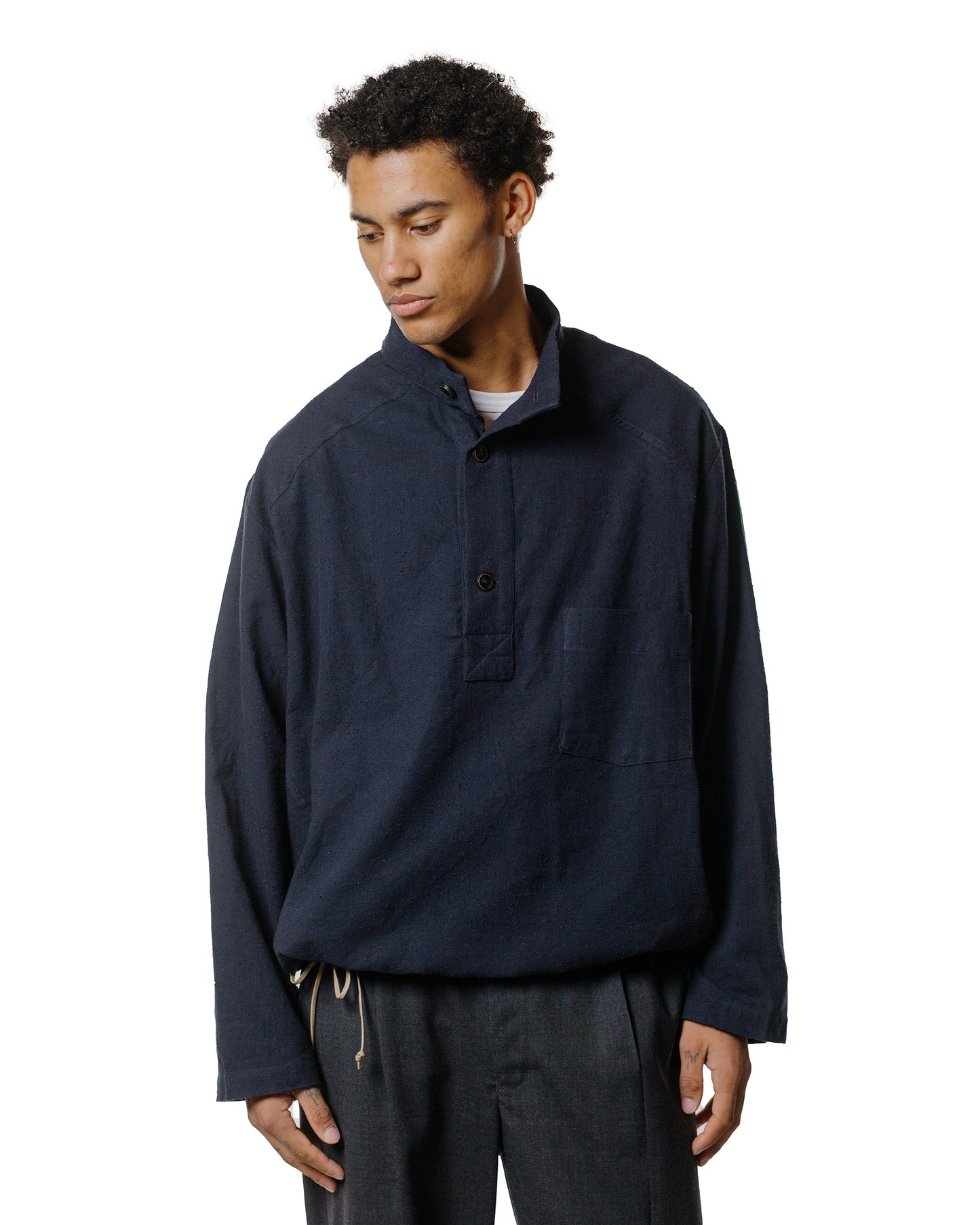 Wanze Work Smock Raw Cotton Silk Navy