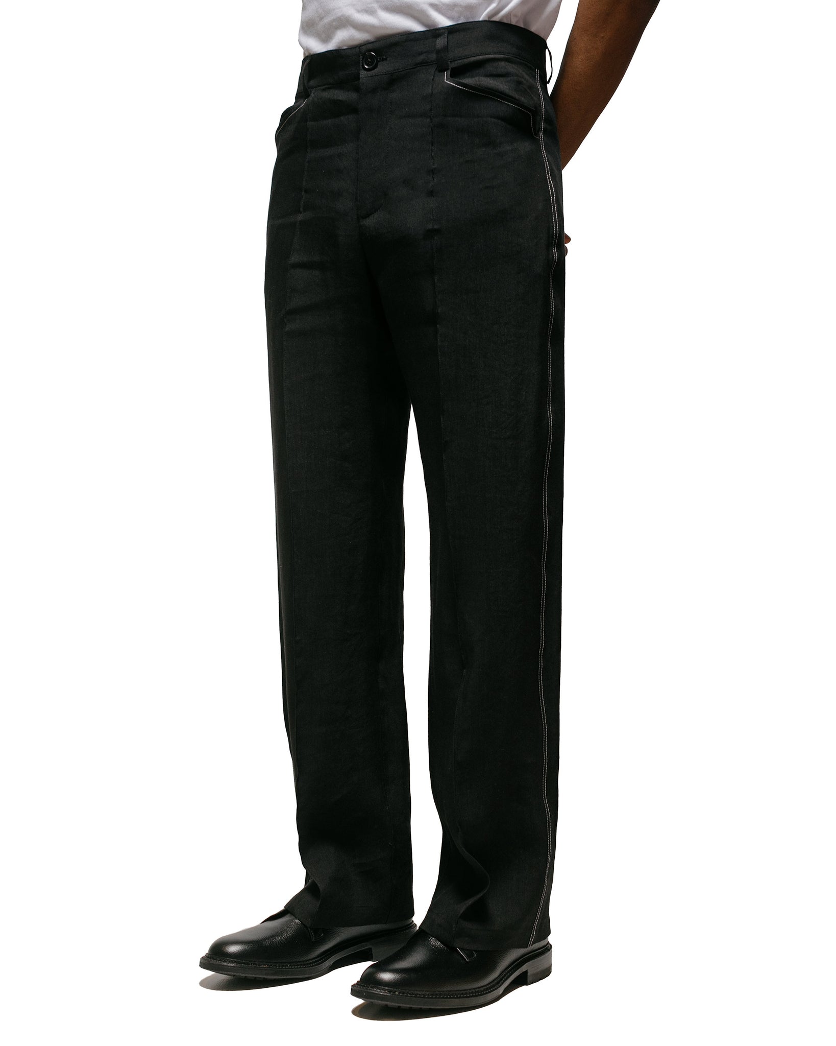 Wanze Work Trouser Linen Viscose Black model front