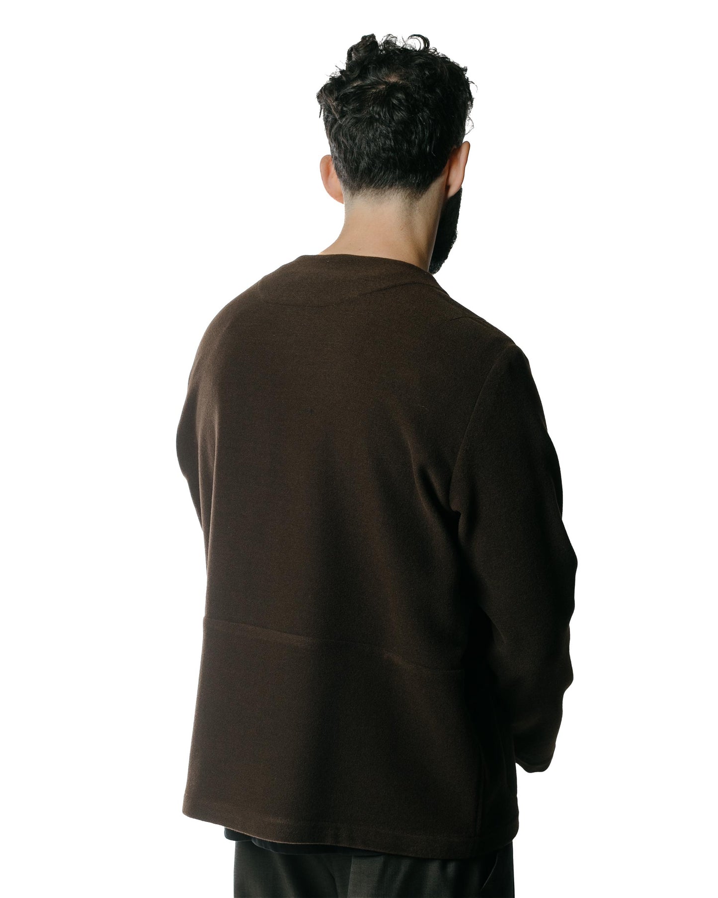 Wanze Zip Cardigan Wool Brown Model Back