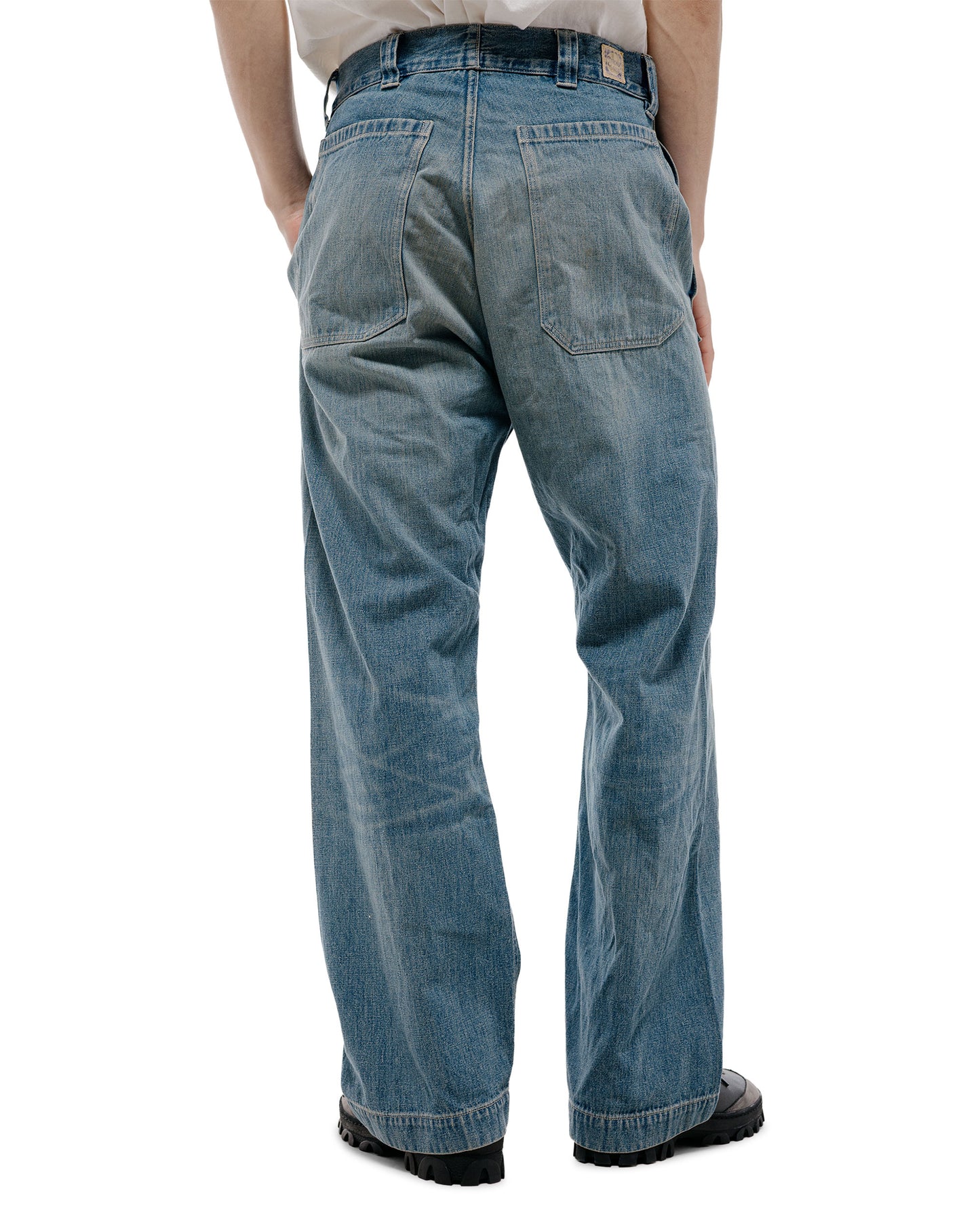 Warehouse Lot. JG-01 1910s Netmaker's Trousers Indigo Denim Used Wash (Light Colour)