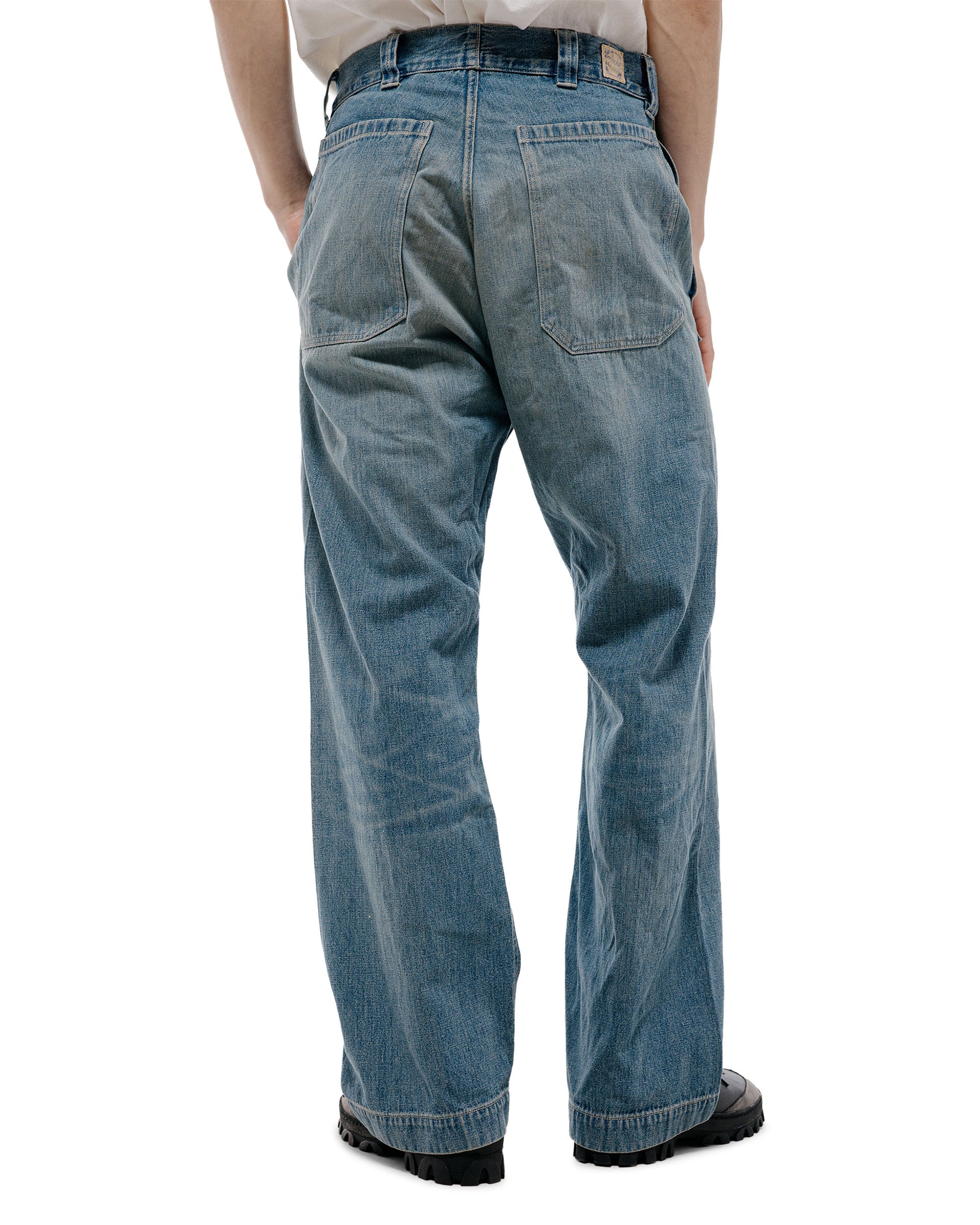 Warehouse Lot. JG-01 1910s Netmaker's Trousers Indigo Denim Used Wash (Light Colour)