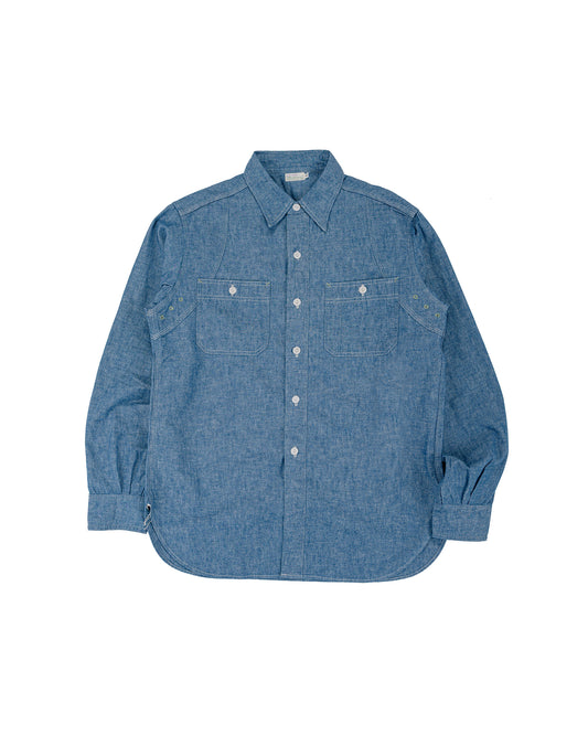Warehouse Lot. 3064 Ventilation Triple Stitch Chambray Shirt Sax