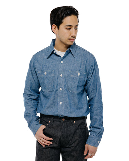 Warehouse Lot. 3064 Ventilation Triple Stitch Chambray Shirt Sax