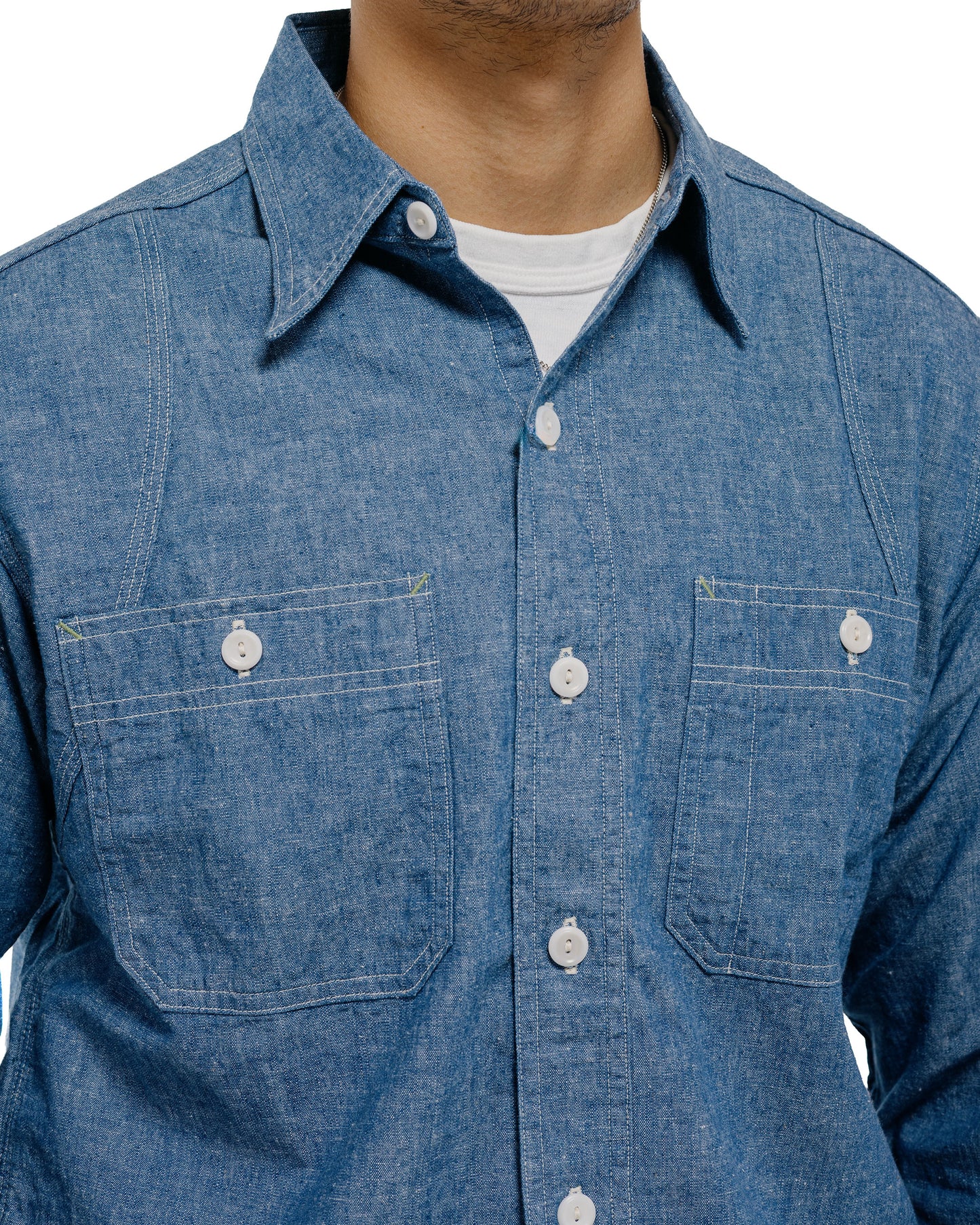 Warehouse Lot. 3064 Ventilation Triple Stitch Chambray Shirt Sax