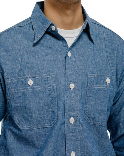 Warehouse Lot. 3064 Ventilation Triple Stitch Chambray Shirt Sax