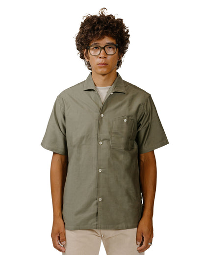 Warehouse Lot. 3091 S/S Open Collar Shirts OD Green model front