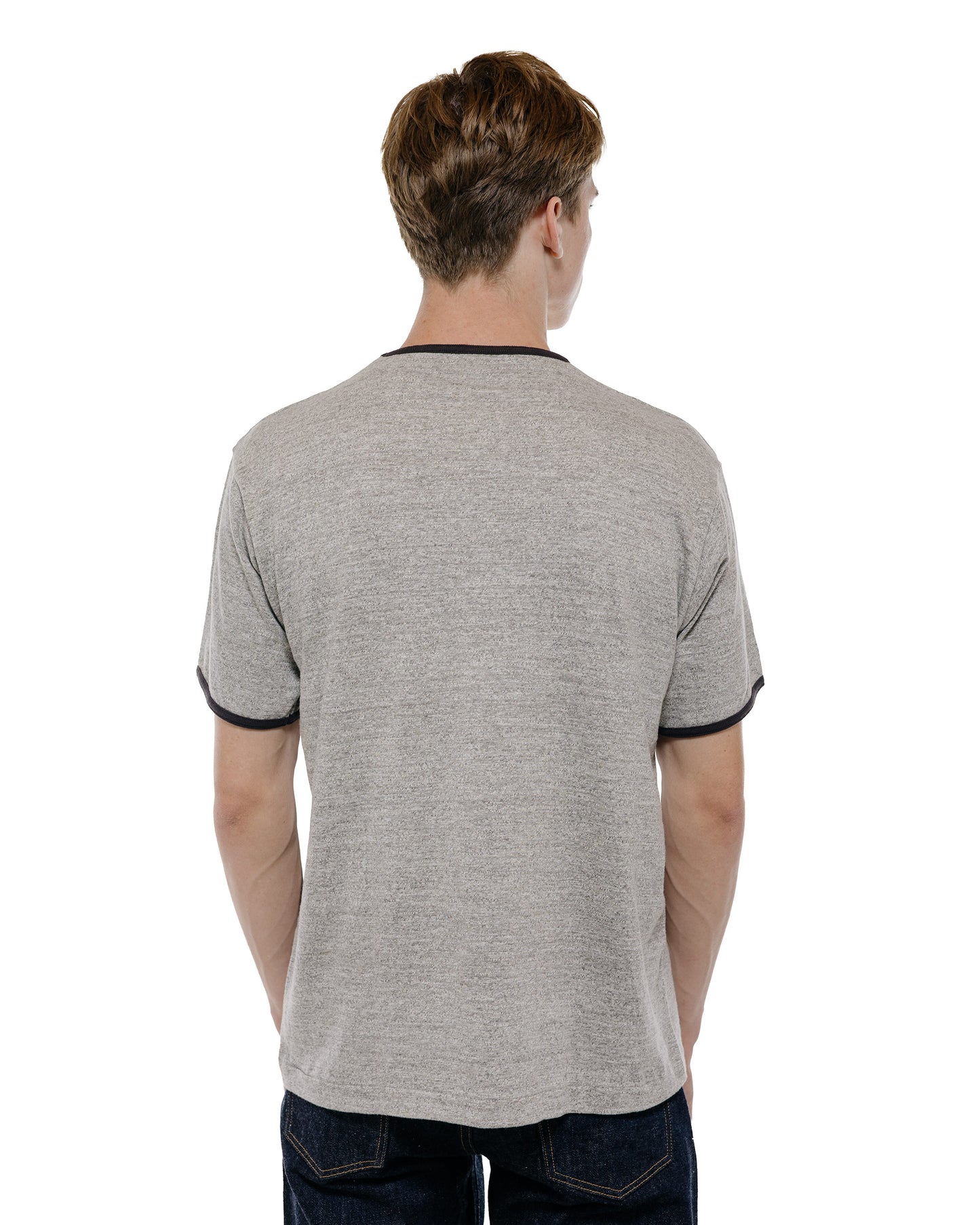 Warehouse Lot. 4059 Ringer T Plain Heather Gray/Black