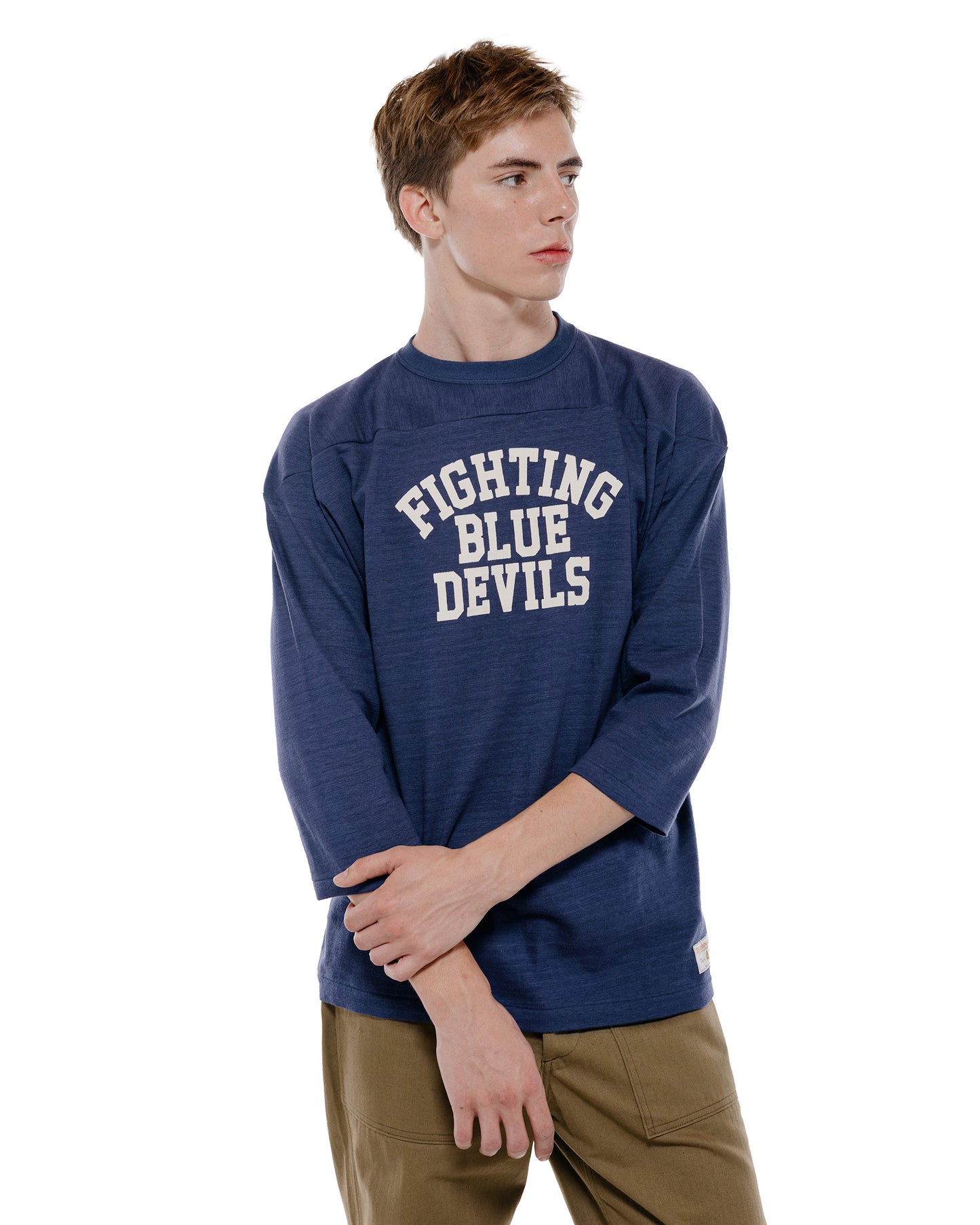 Warehouse Lot. 4063 3/4 Sleeve Football Tee Blue Devils Navy