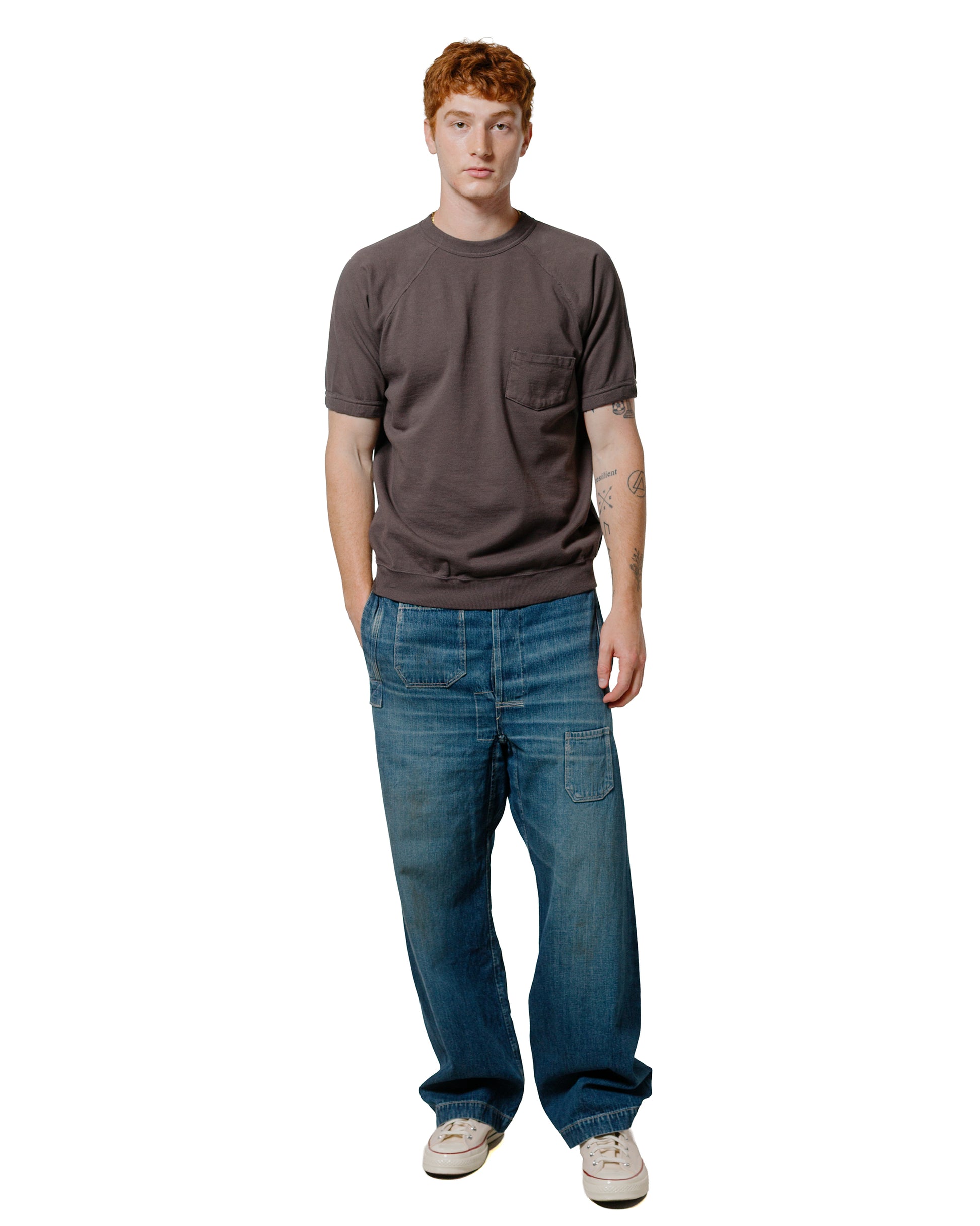 Warehouse Lot. 4105 Short Sleeve SW With Pocket Plain Charcoal