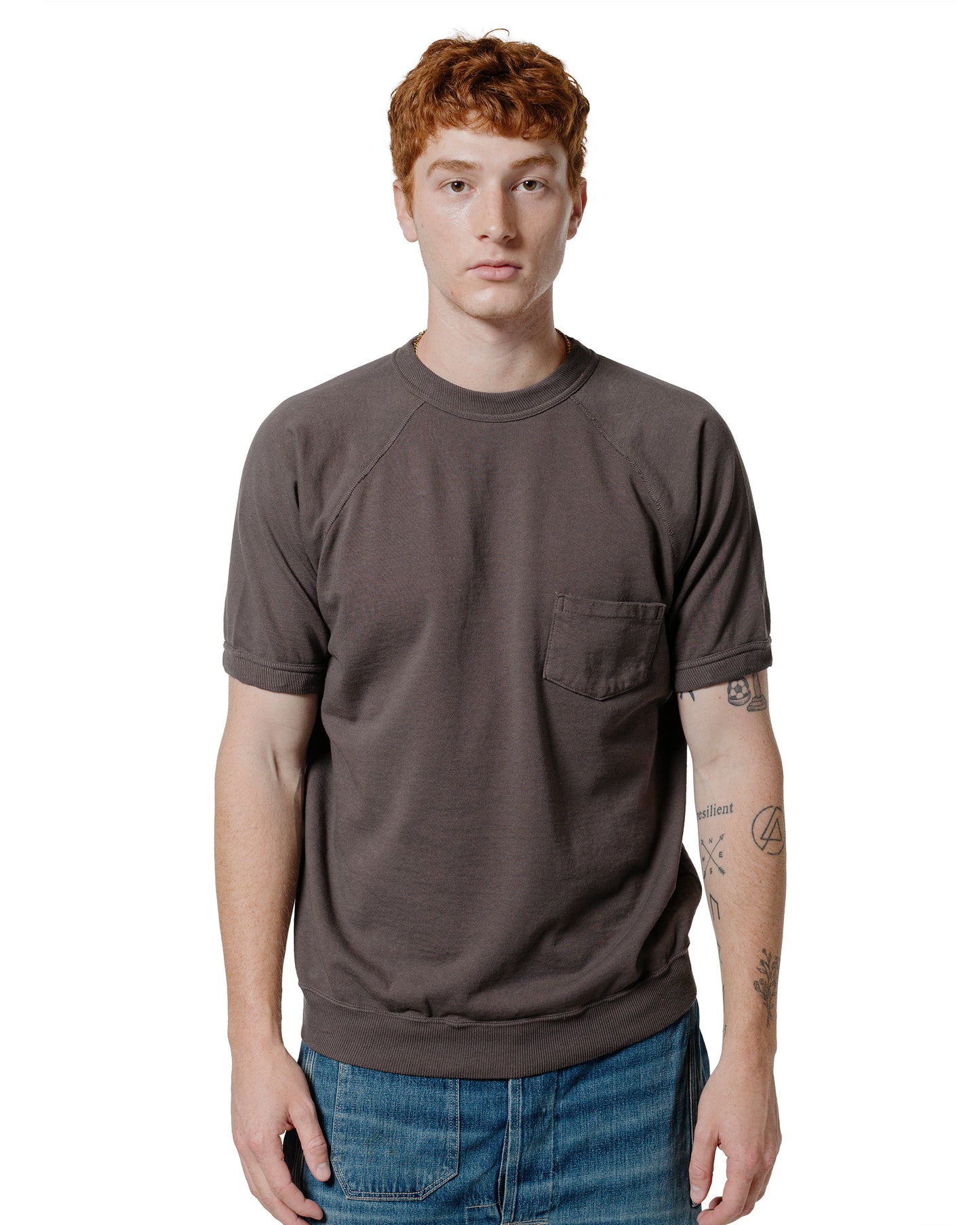 Warehouse Lot. 4105 Short Sleeve SW With Pocket Plain Charcoal