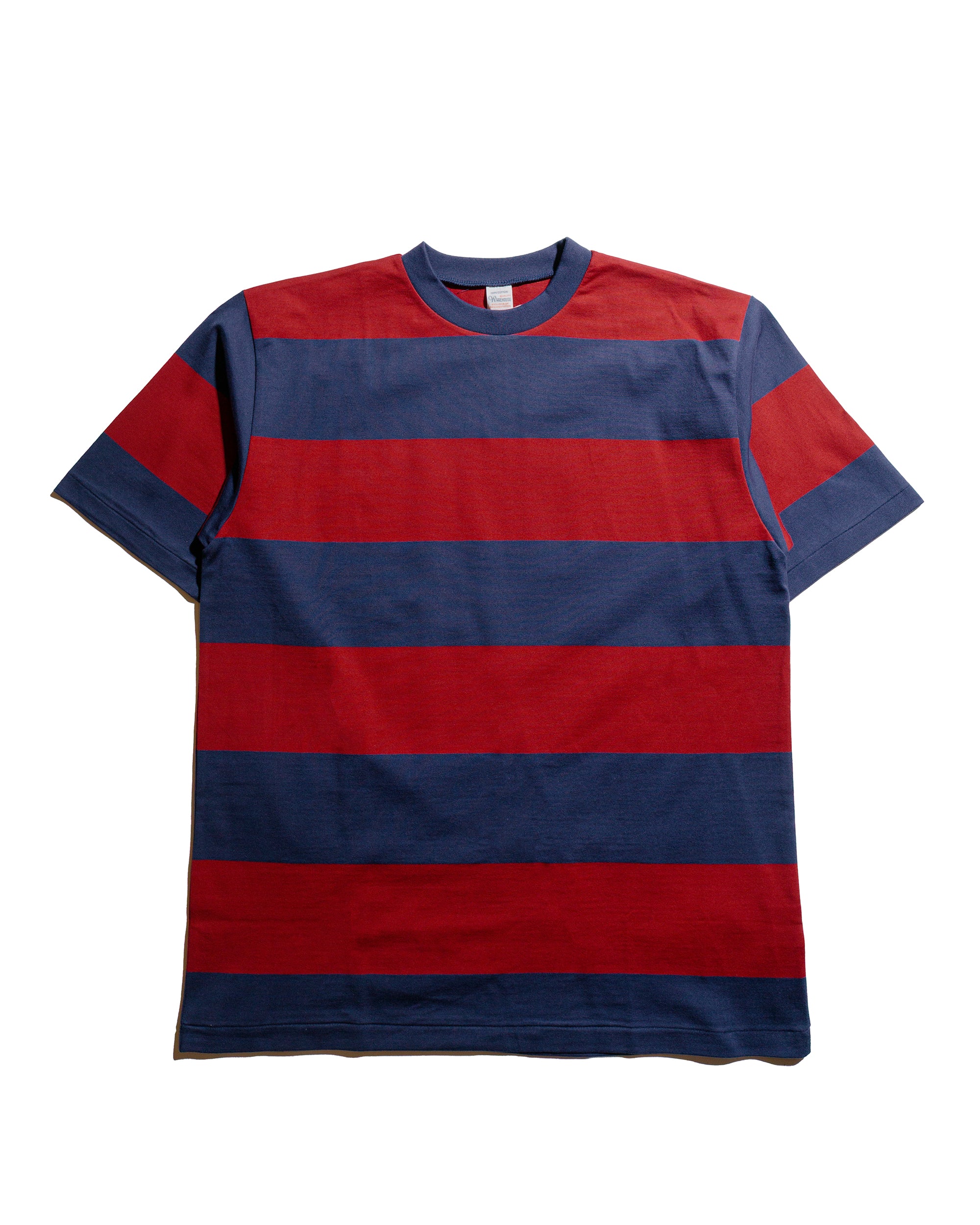 WAREHOUSE Lot.4108 S/S 4in Border Tee Navy/Bordeaux