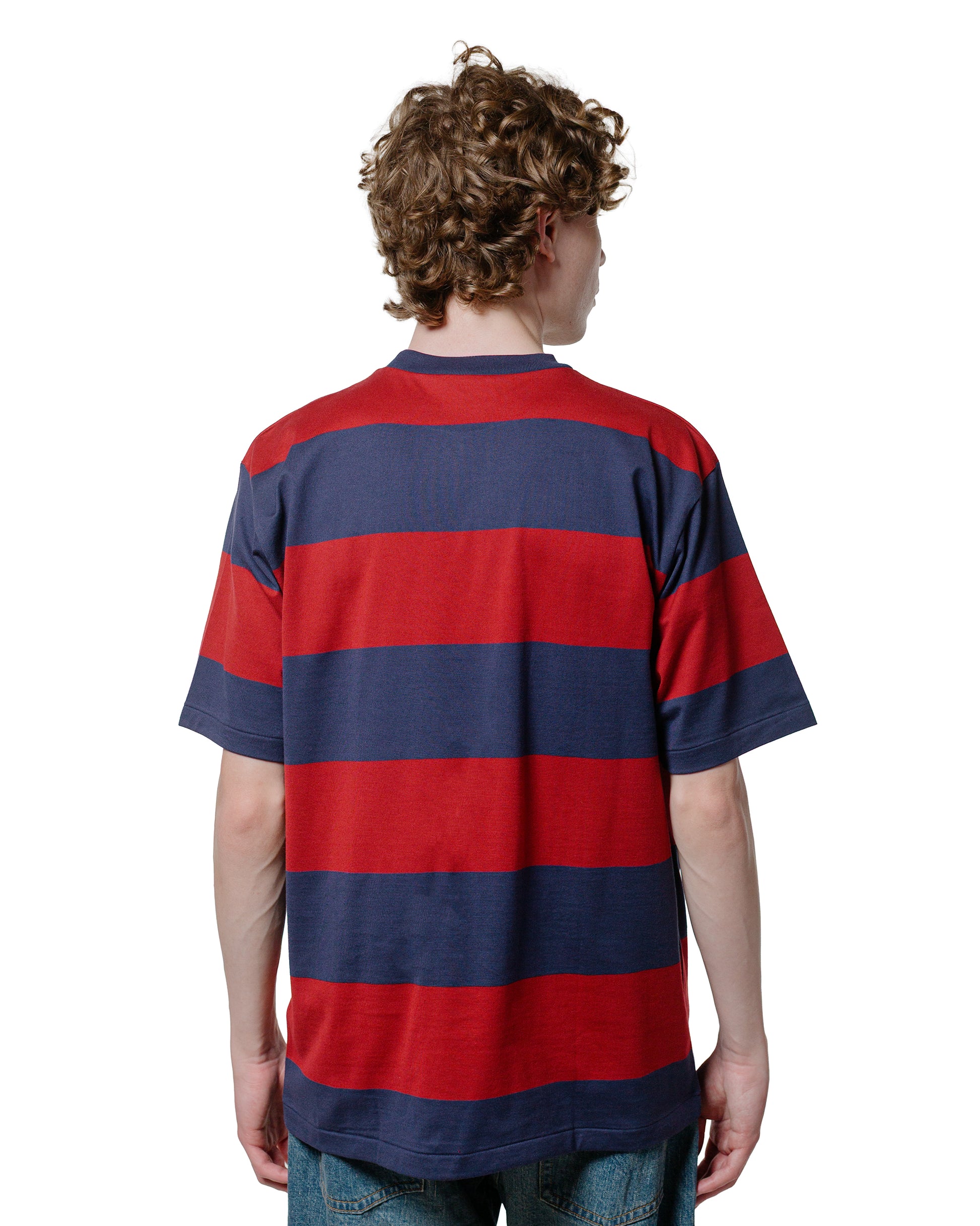 Warehouse Lot. 4108 SS 4in Border Tee NavyBordeaux