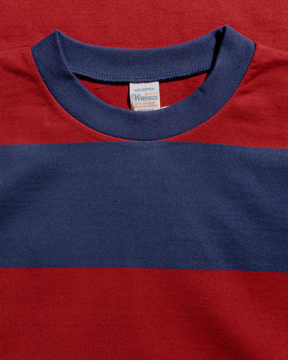 Warehouse Lot. 4108 SS 4in Border Tee NavyBordeaux