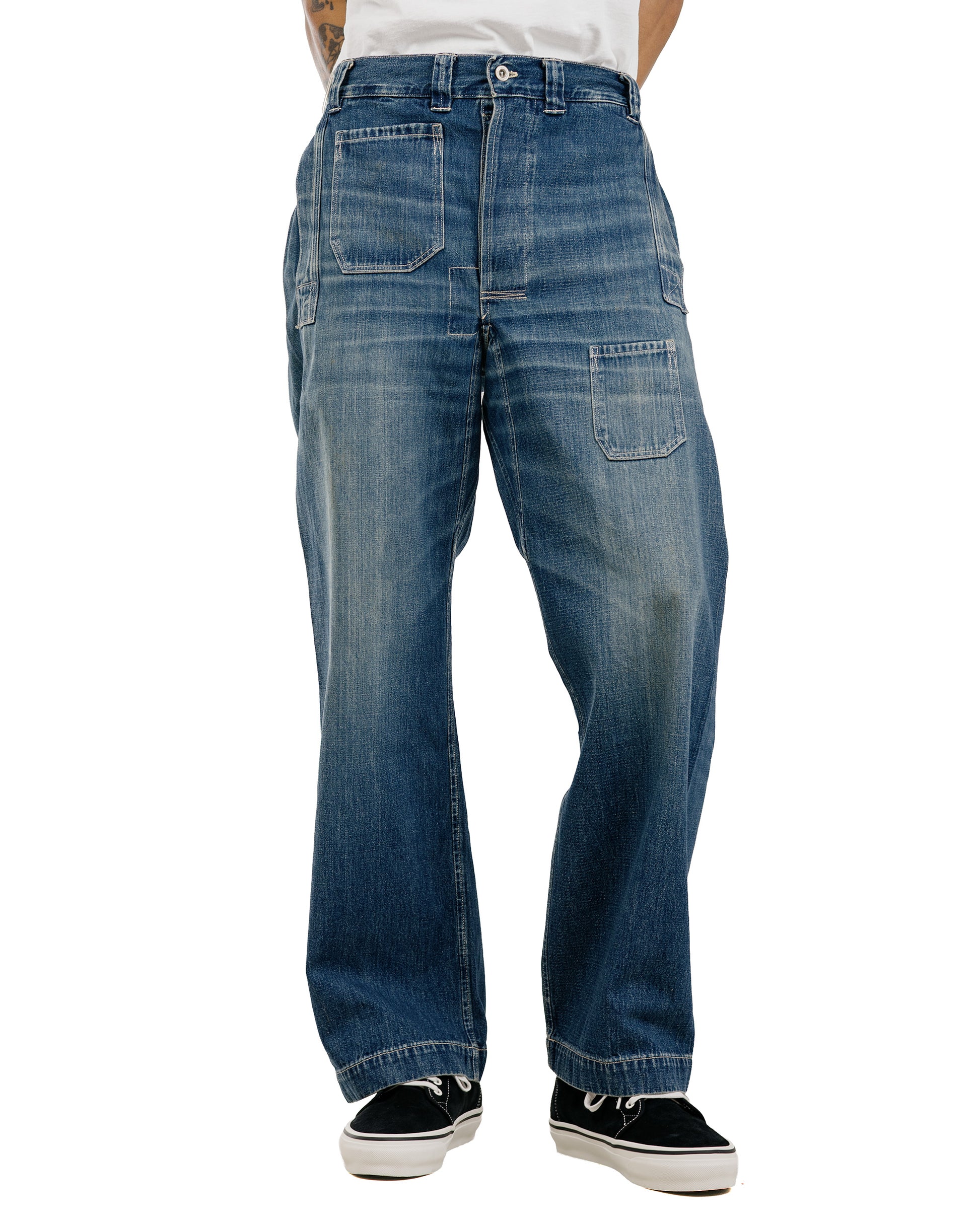 Warehouse Lot. JG-01 1910s Netmaker's Trousers Indigo Denim Used Wash