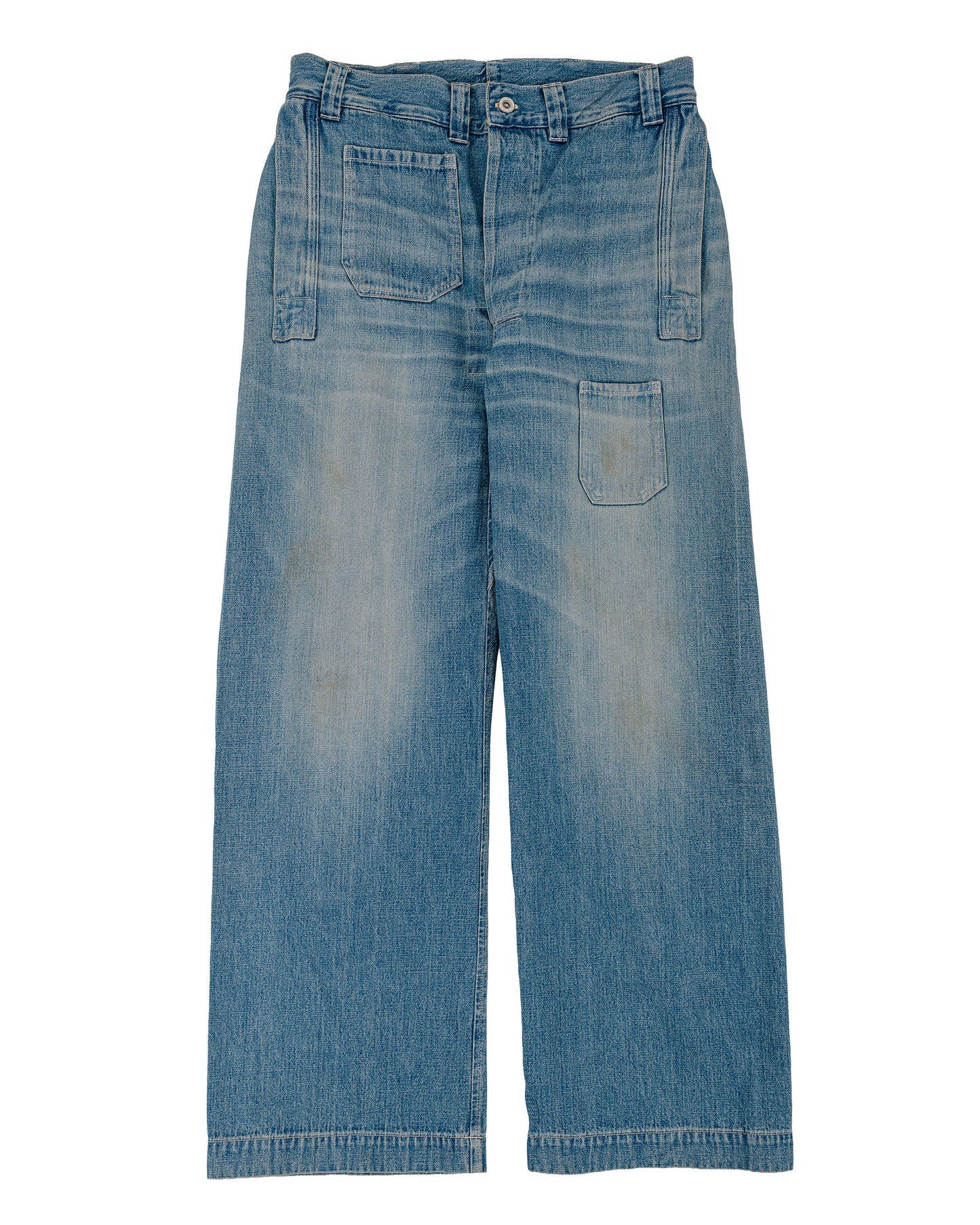 Warehouse Lot. JG-01 1910s Netmaker's Trousers Indigo Denim Used Wash (Light Colour)