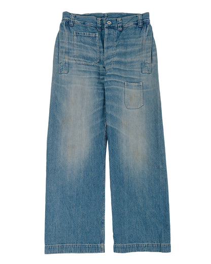 Warehouse Lot. JG-01 1910s Netmaker's Trousers Indigo Denim Used Wash (Light Colour)