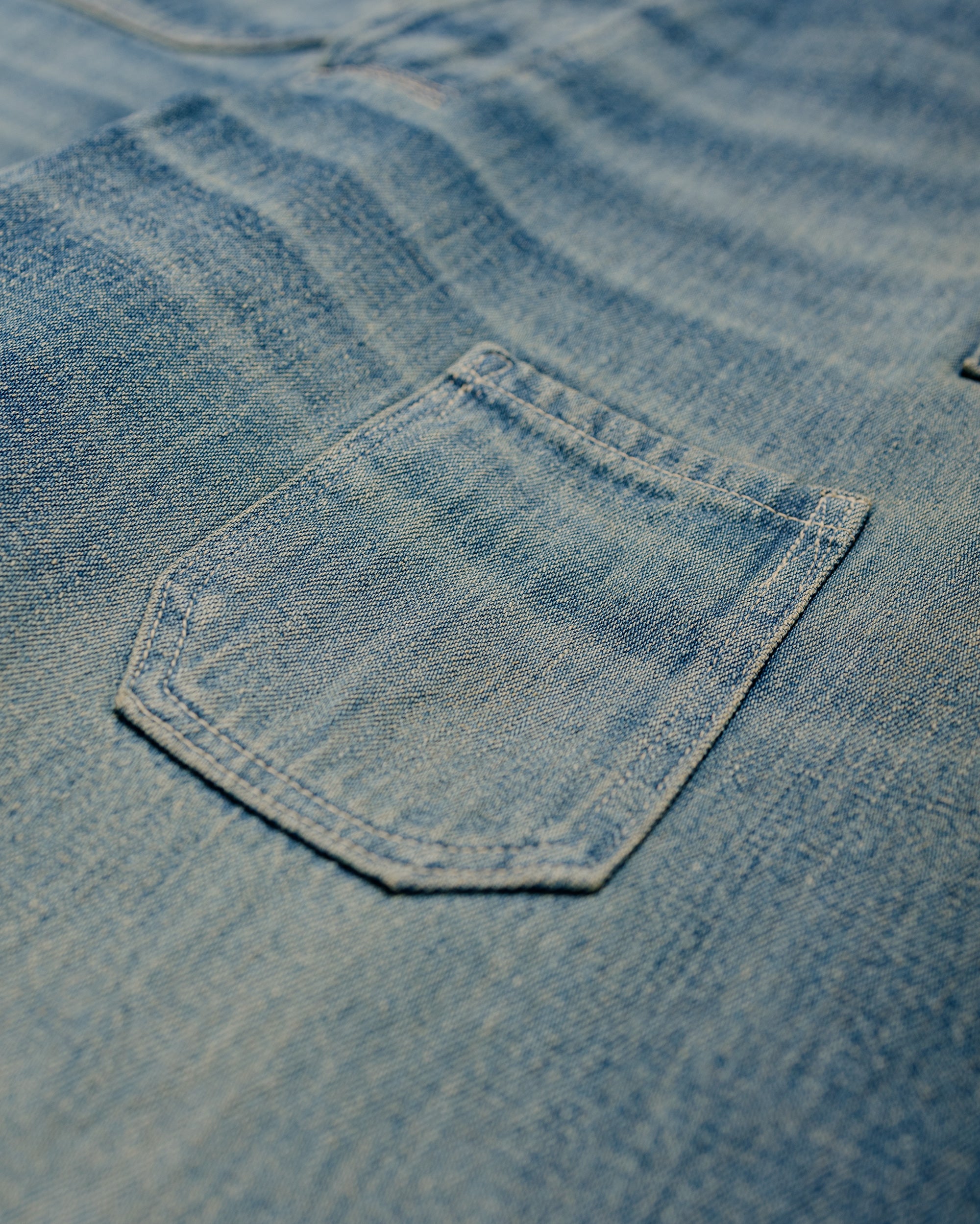 Warehouse Lot. JG-01 1910s Netmaker's Trousers Indigo Denim Used Wash